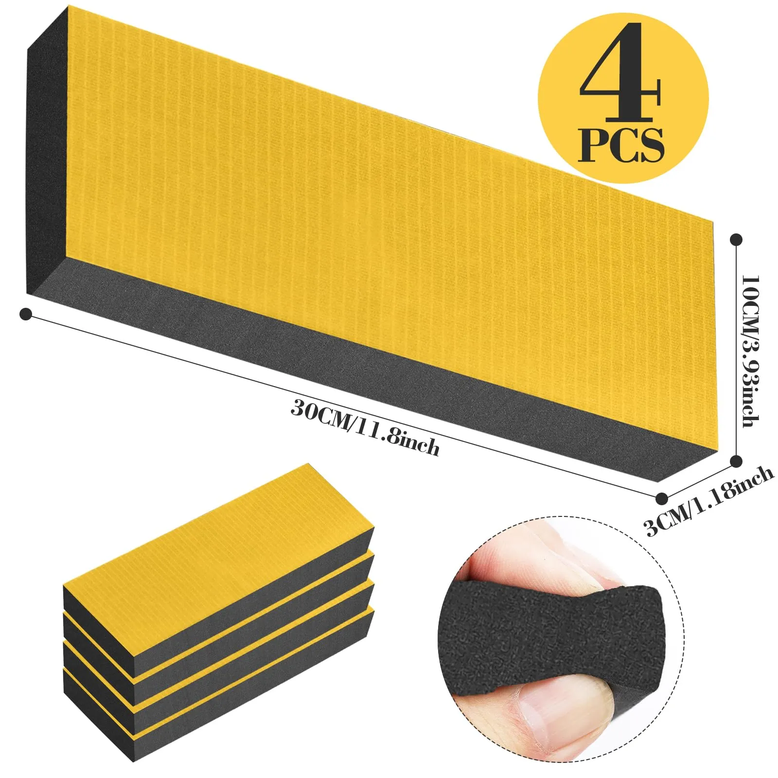 PUWOWYE Protezione Parete Garage, 4 Pezzi, 30 x 10 x 3 cm, Paracolpi Portiere Auto in Gommapiuma Adesiva Impermeabile - immagine 2