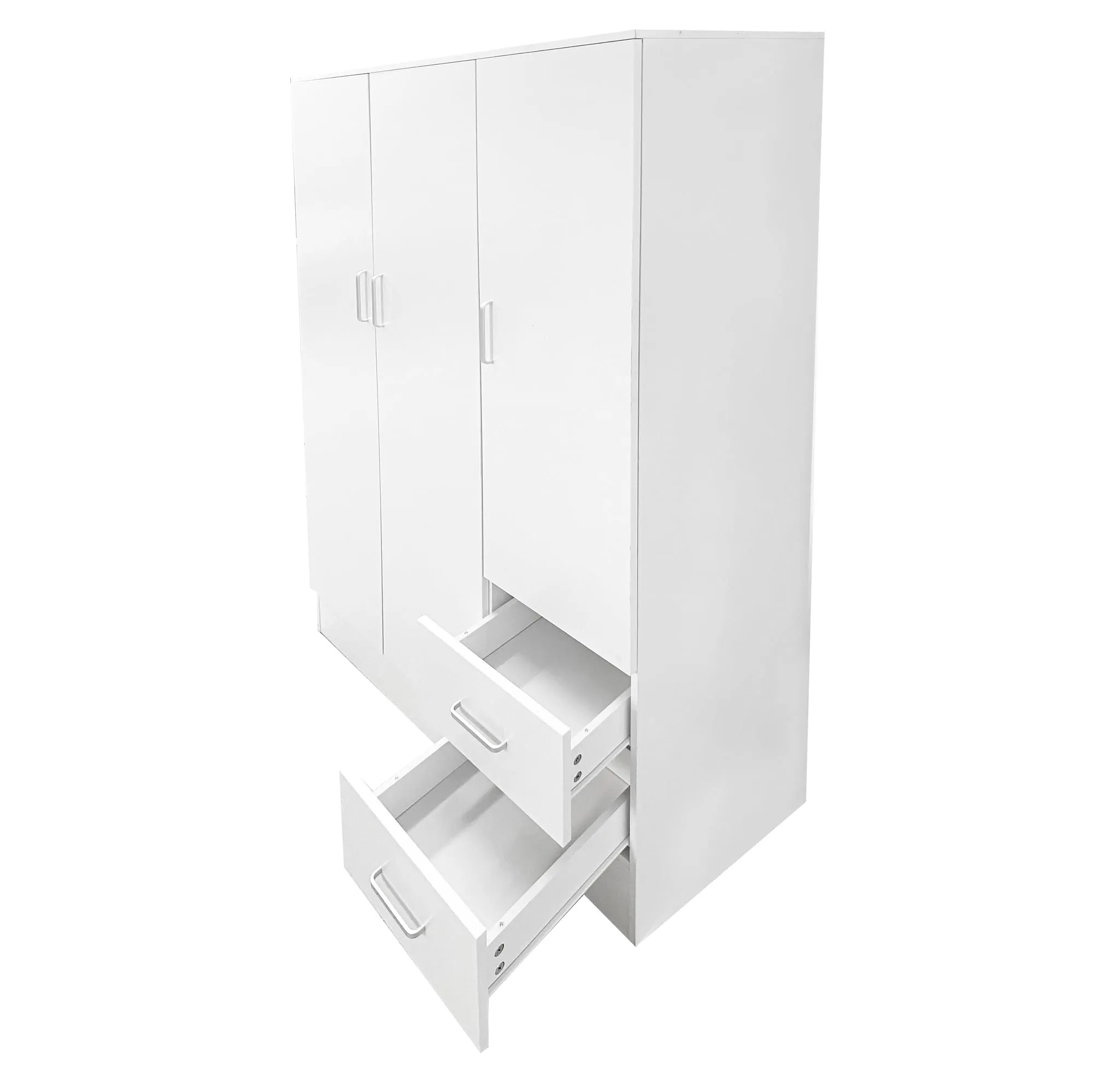 Bissolo Casa Armadio Multiuso Bianco Opaco 120x50x170 cm con 3 Ante e 2 Cassetti in Laminato - immagine 2