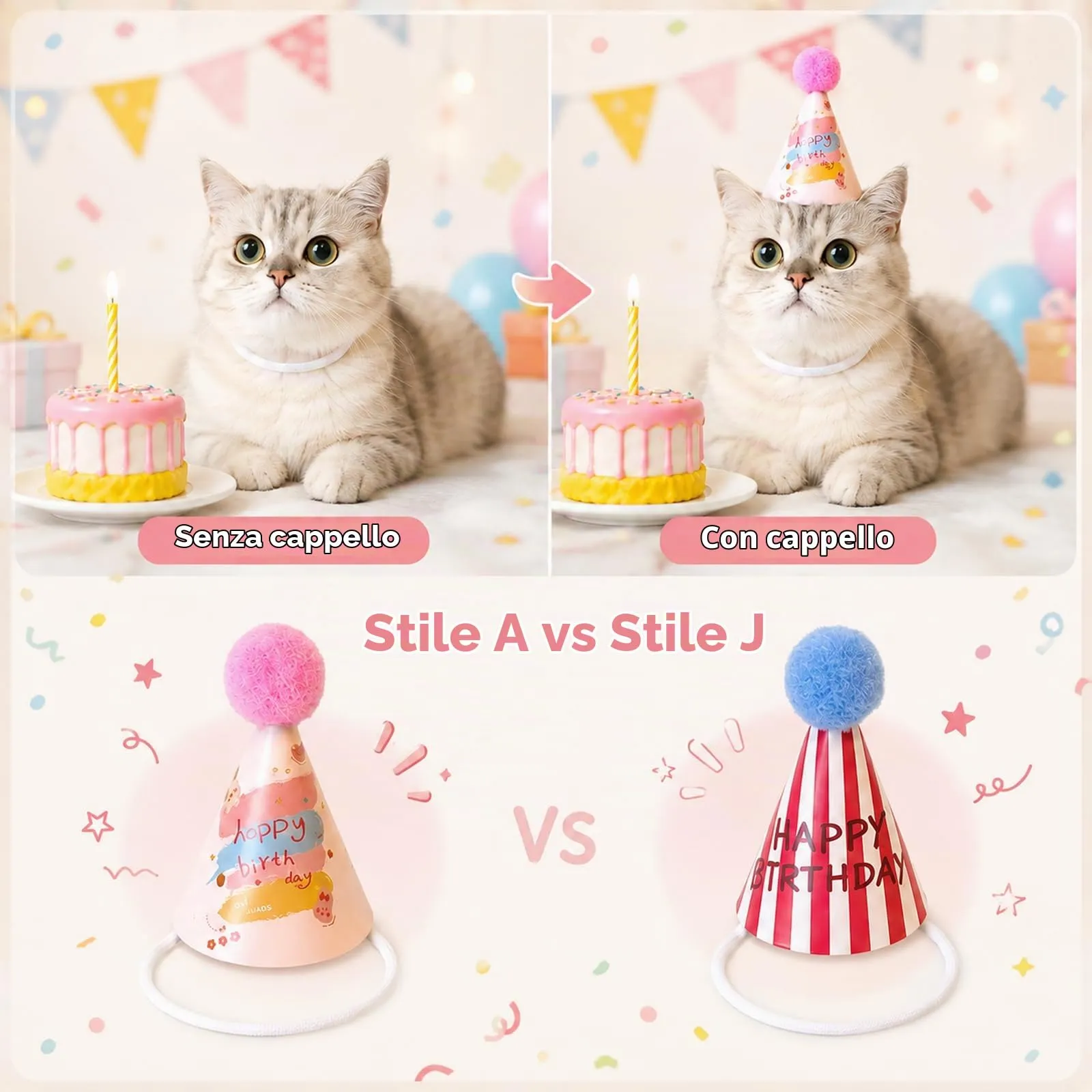 JOVYTH Cappelli di Festa per Peluche e Piccoli Animali, Set da 10 Pezzi - immagine 5