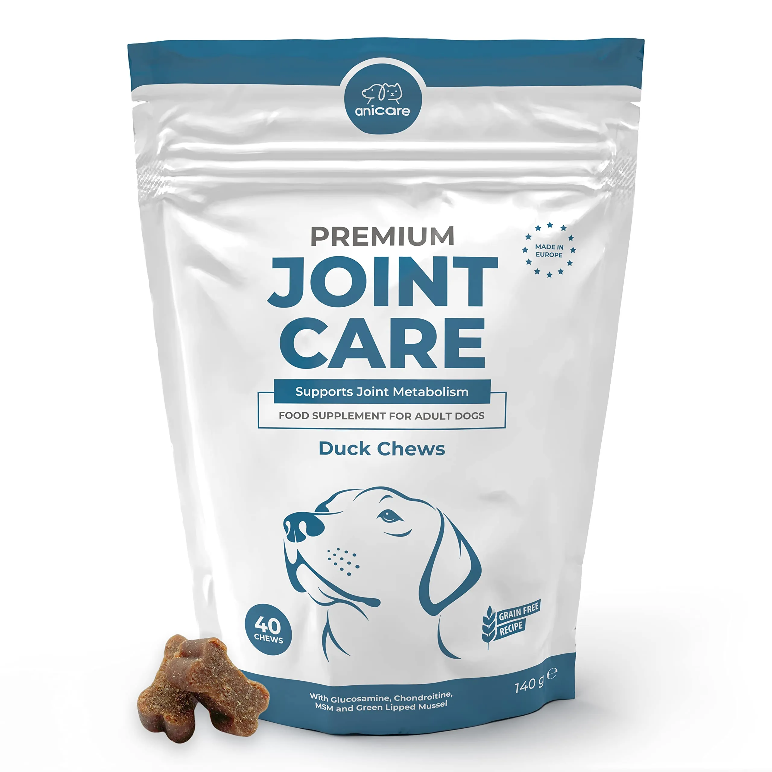 Anicare Premium Joint Care Chews per Cani con Glucosamina, Condroitina, MSM e Cozze dalle Labbra Verdi - immagine 1