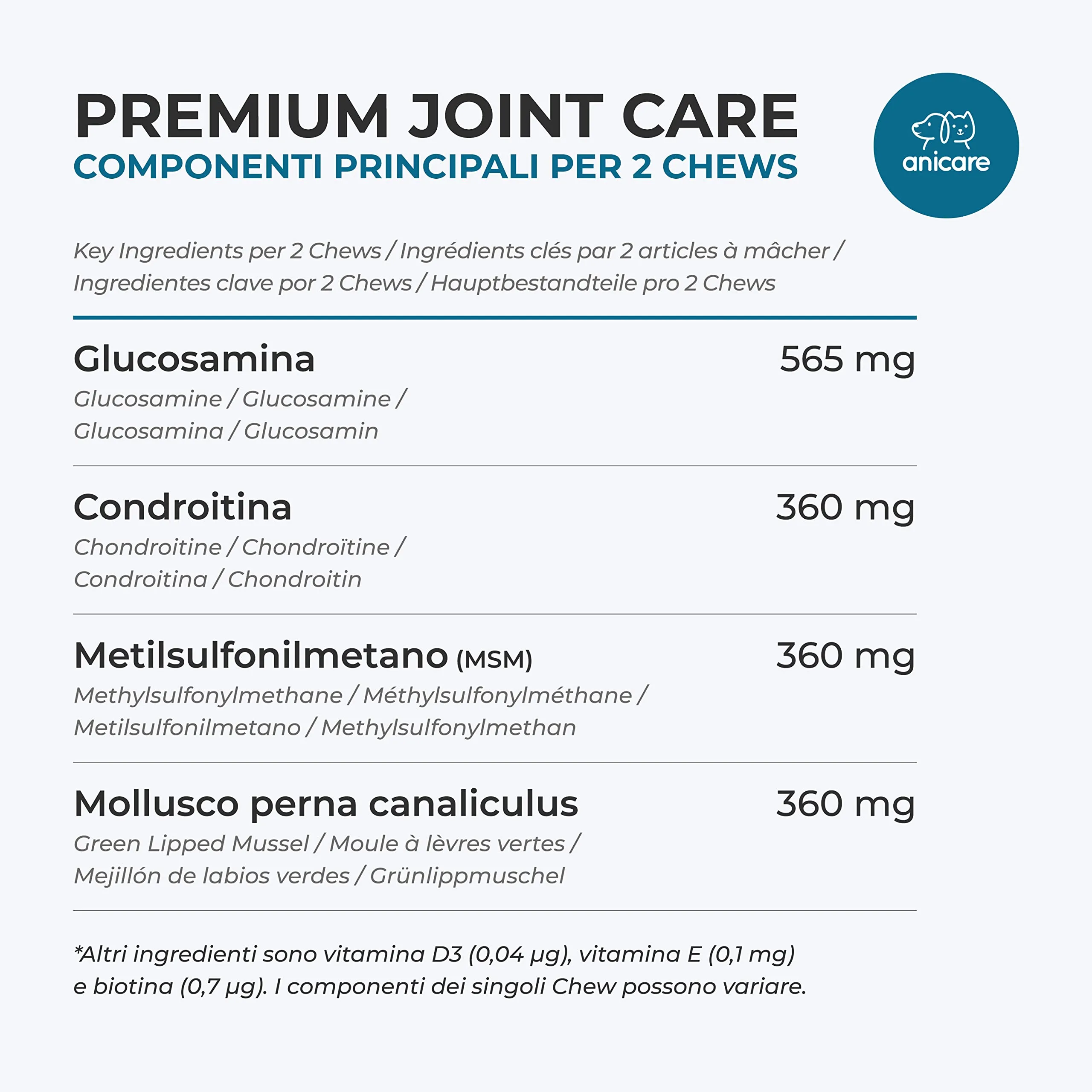 Anicare Premium Joint Care Chews per Cani con Glucosamina, Condroitina, MSM e Cozze dalle Labbra Verdi - immagine 5