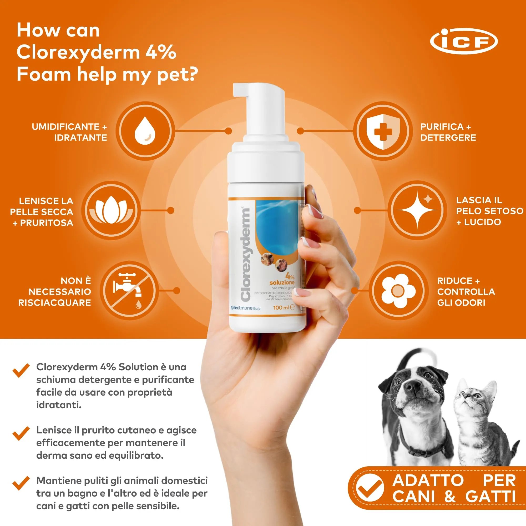 ICF Clorexyderm Solution 4% Foam 100 ml - immagine 2