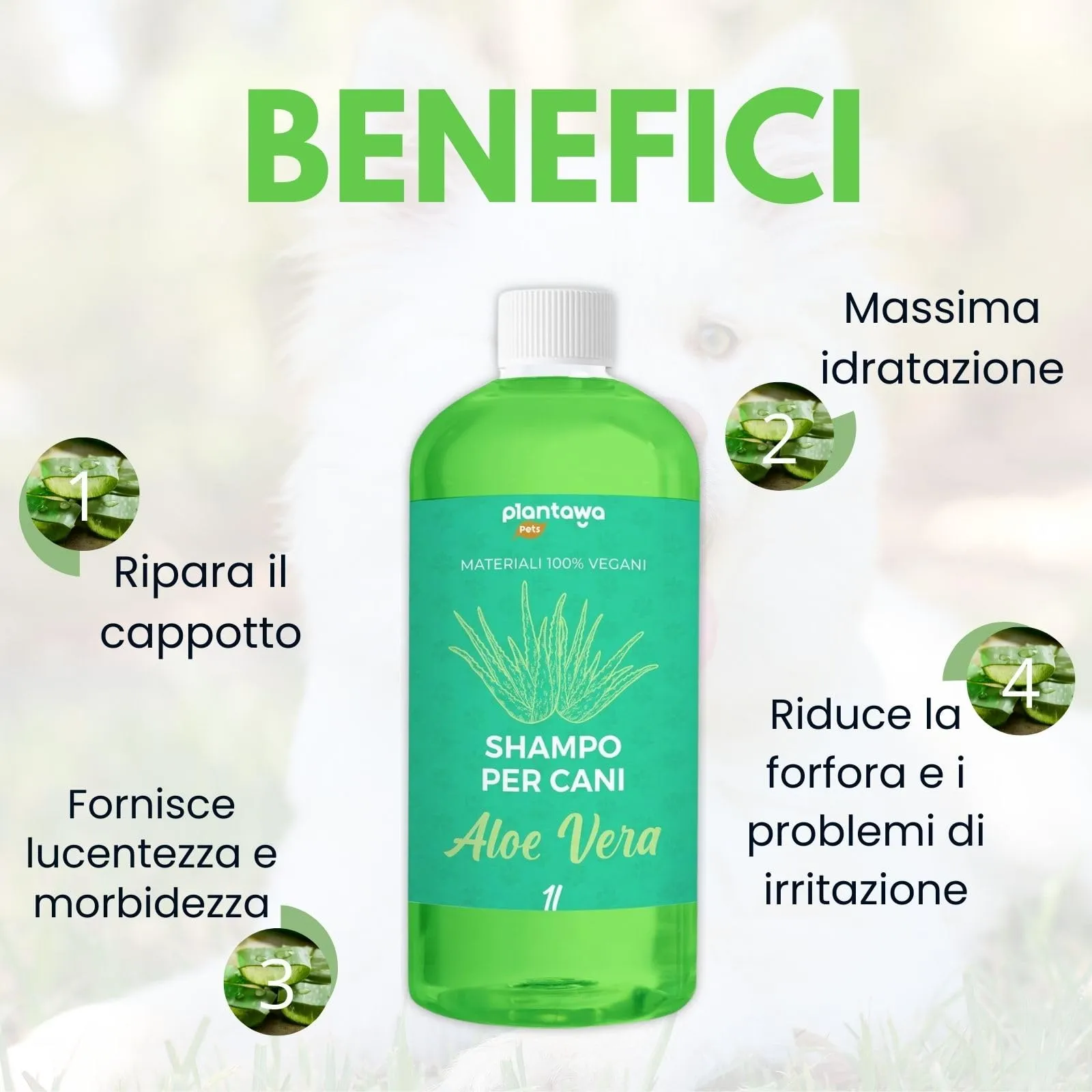 Plantawa Shampoo per Cani all'Aloe Vera, 1L - immagine 2