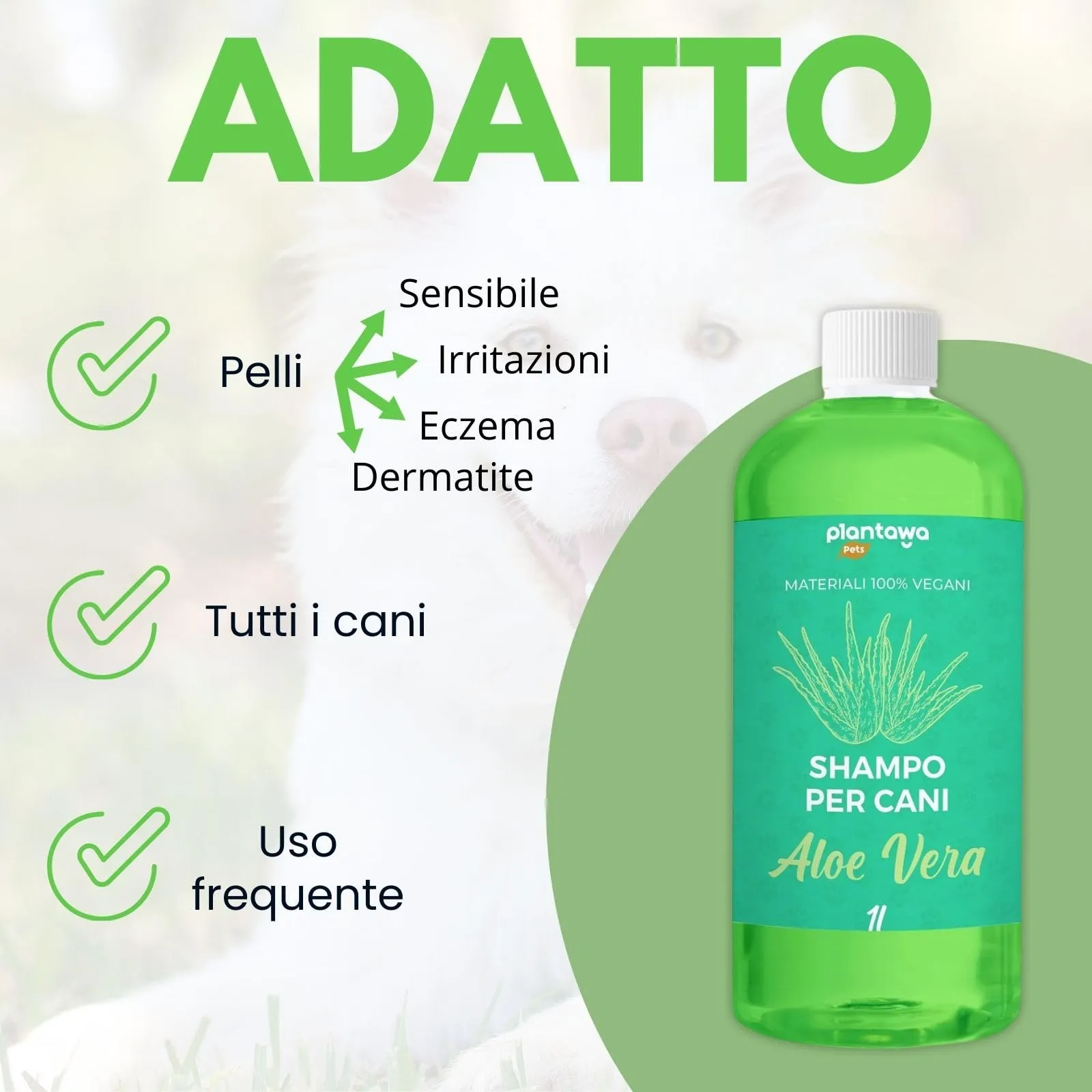 Plantawa Shampoo per Cani all'Aloe Vera, 1L - immagine 4