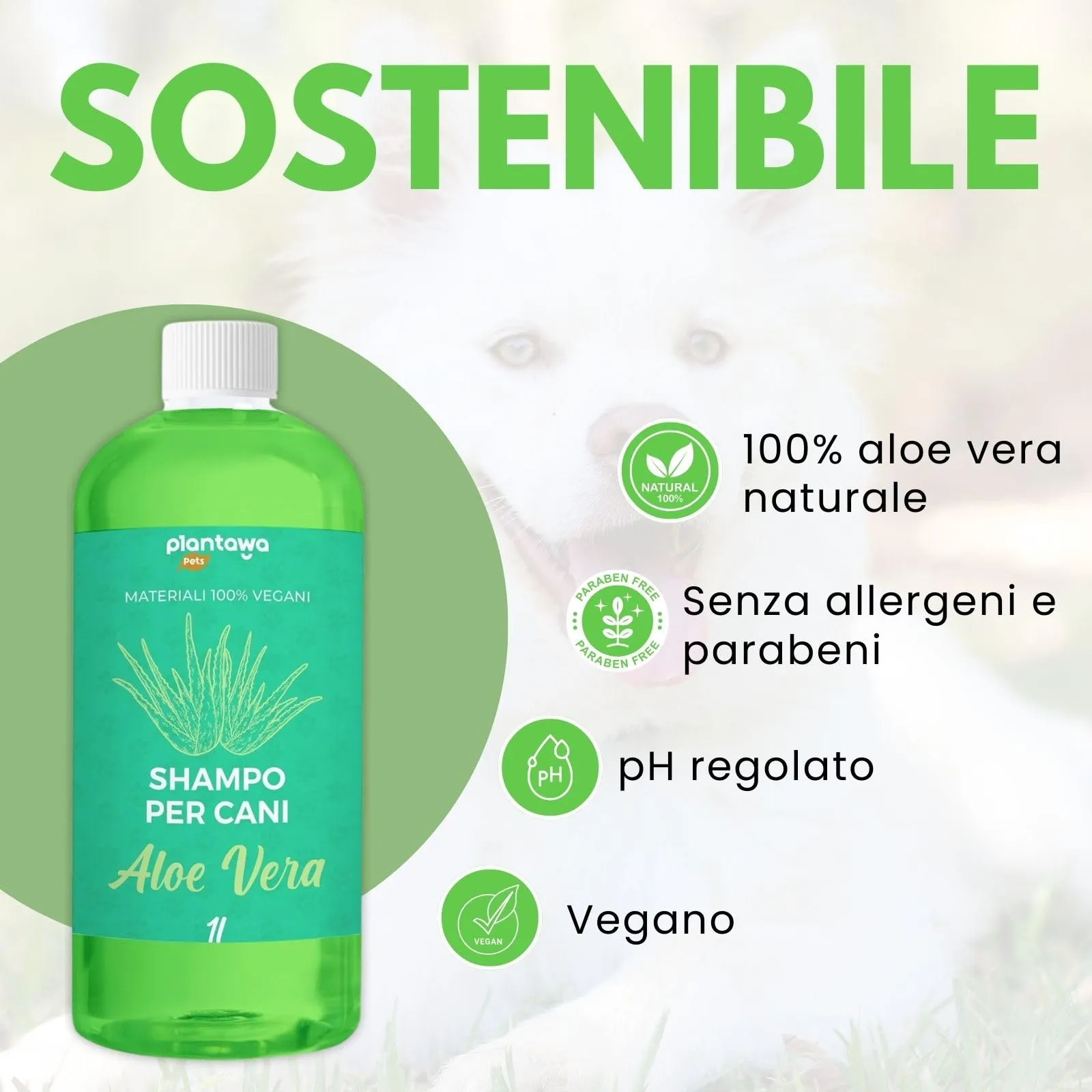 Plantawa Shampoo per Cani all'Aloe Vera, 1L - immagine 5