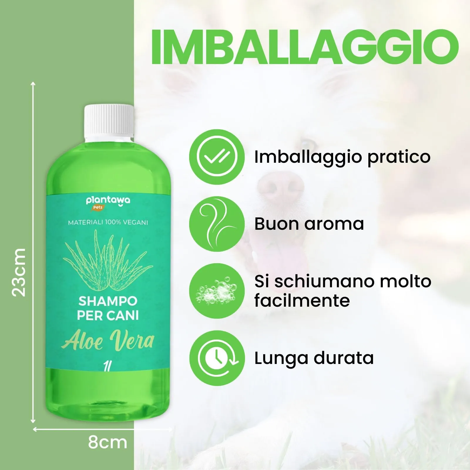 Plantawa Shampoo per Cani all'Aloe Vera, 1L - immagine 6