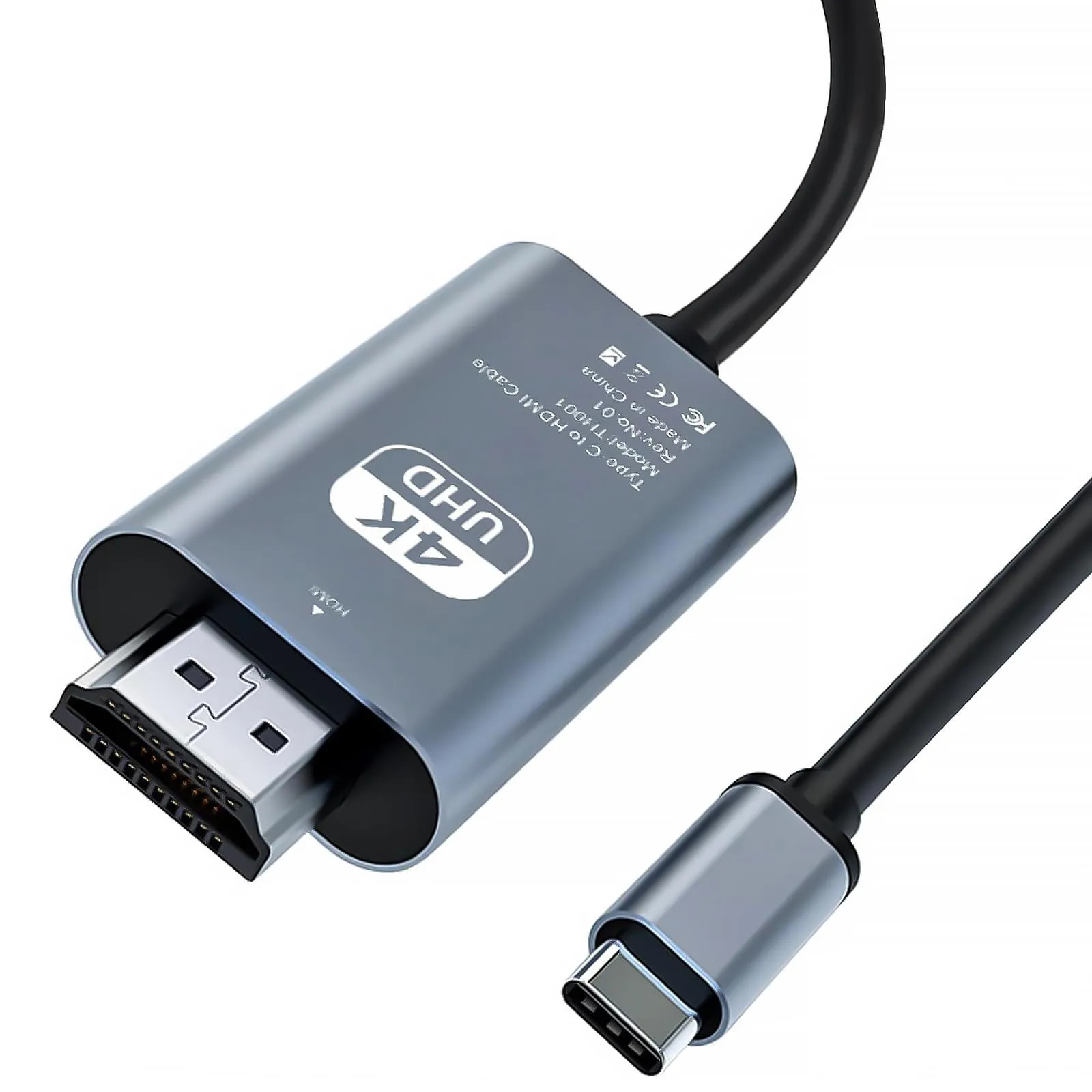 Abauoat Cavo USB-C to HDMI 4K, 2M, Compatibile con Thunderbolt 3/4, Surface Pro 7/8/9, iPad Pro 2018, Air 2020/2022, Huawei Mate 40, Vivo X80 Pro, Samsung S23, Grigio - immagine 1
