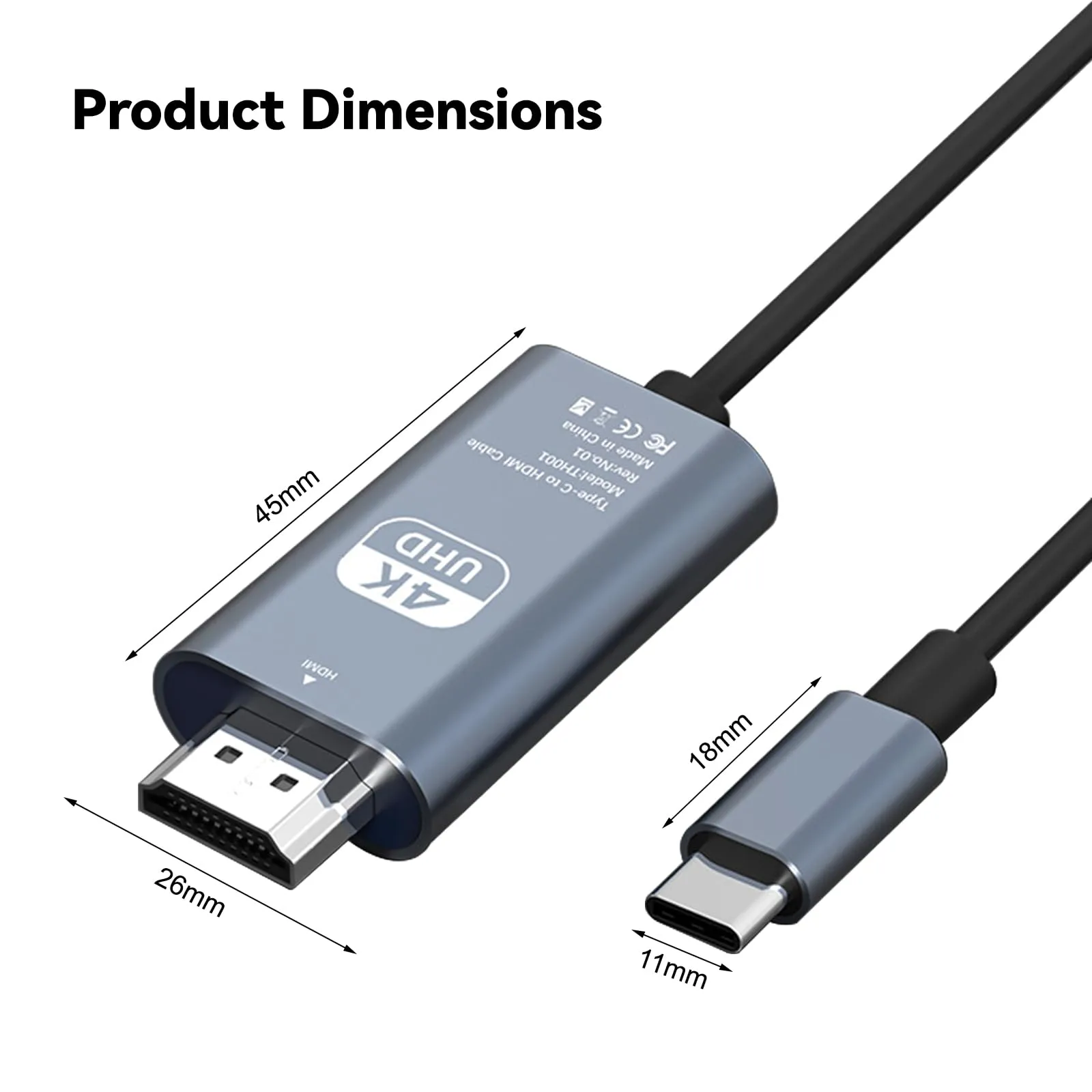Abauoat Cavo USB-C to HDMI 4K, 2M, Compatibile con Thunderbolt 3/4, Surface Pro 7/8/9, iPad Pro 2018, Air 2020/2022, Huawei Mate 40, Vivo X80 Pro, Samsung S23, Grigio - immagine 6