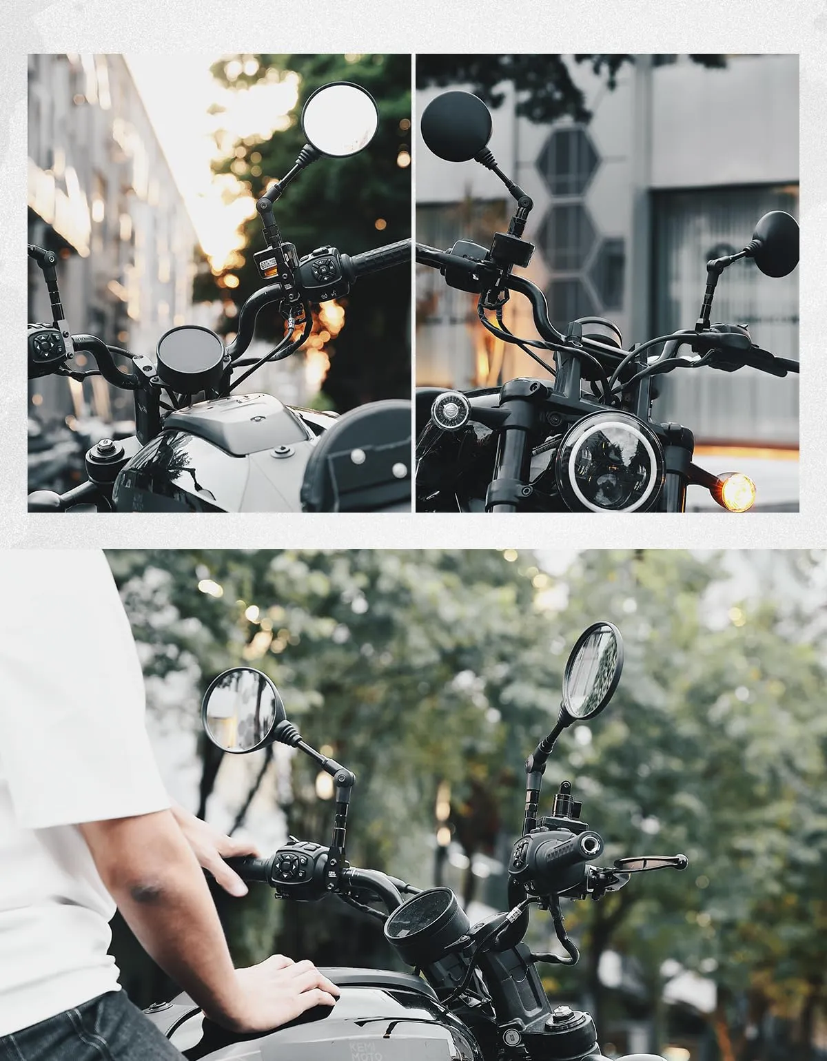 KEMIMOTO Specchietti Retrovisore Moto Omologati Universali Pieghevoli M10 Nero - immagine 6