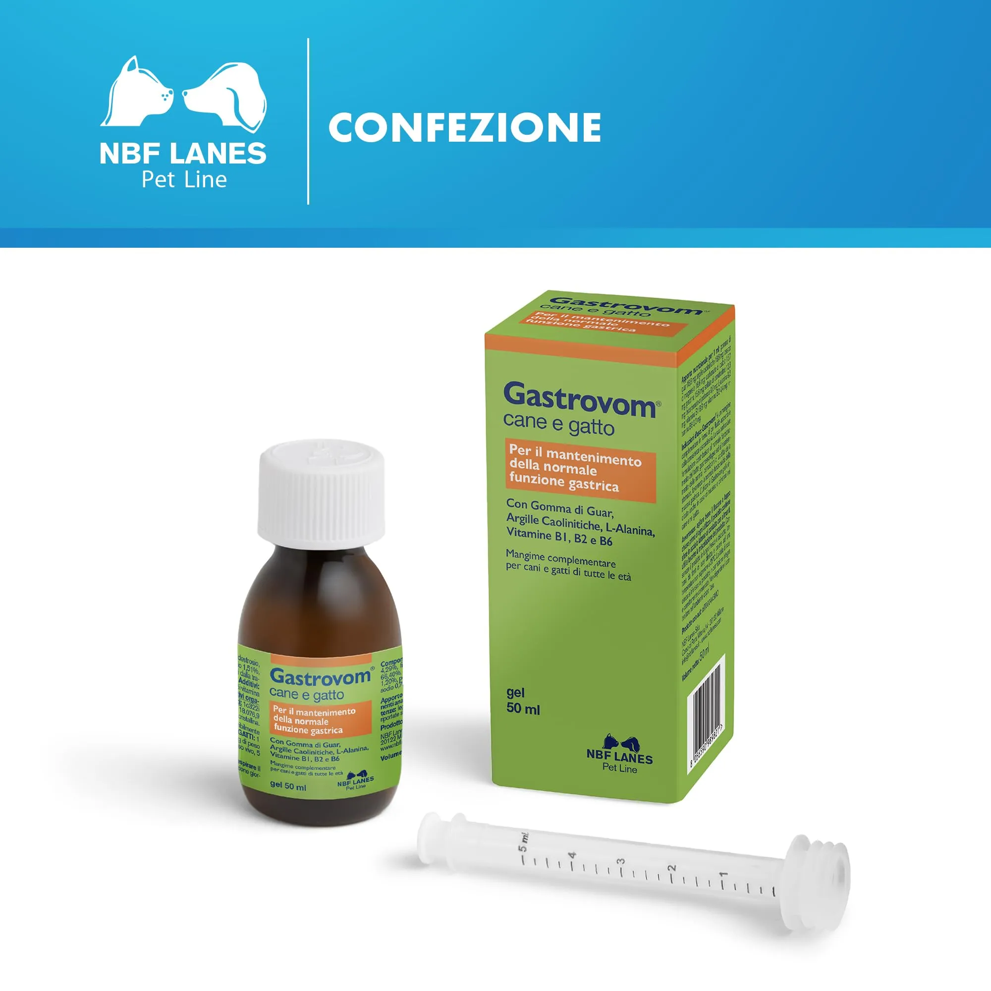NBF Lanes Gastrovom Cane e Gatto, Gel per la Funzionalità Gastrica, 50 ml - immagine 6