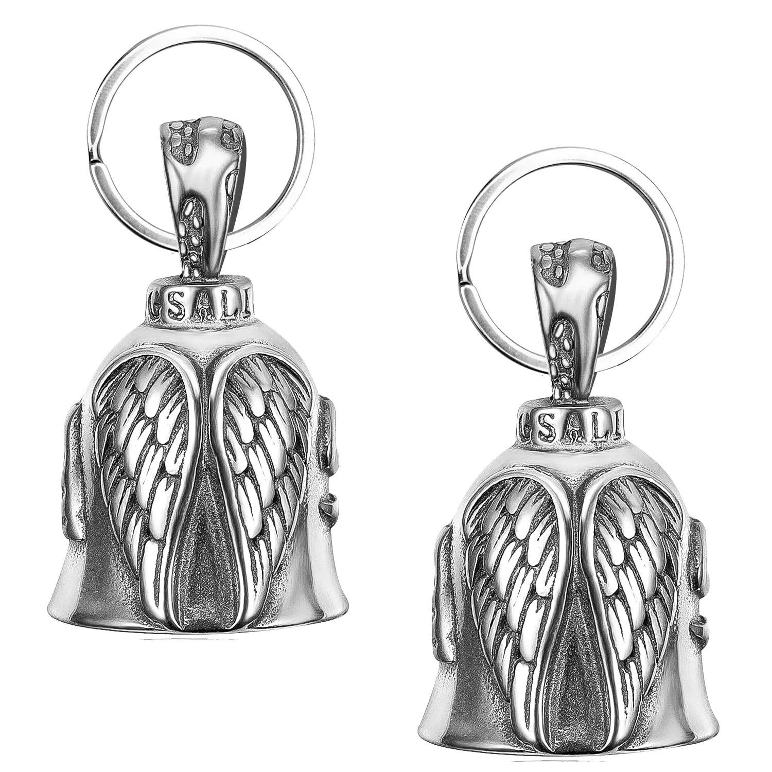 XNZMYN Portachiavi Guardian Bell Campanello da Motociclista, 2 Pezzi, Argento - immagine 1