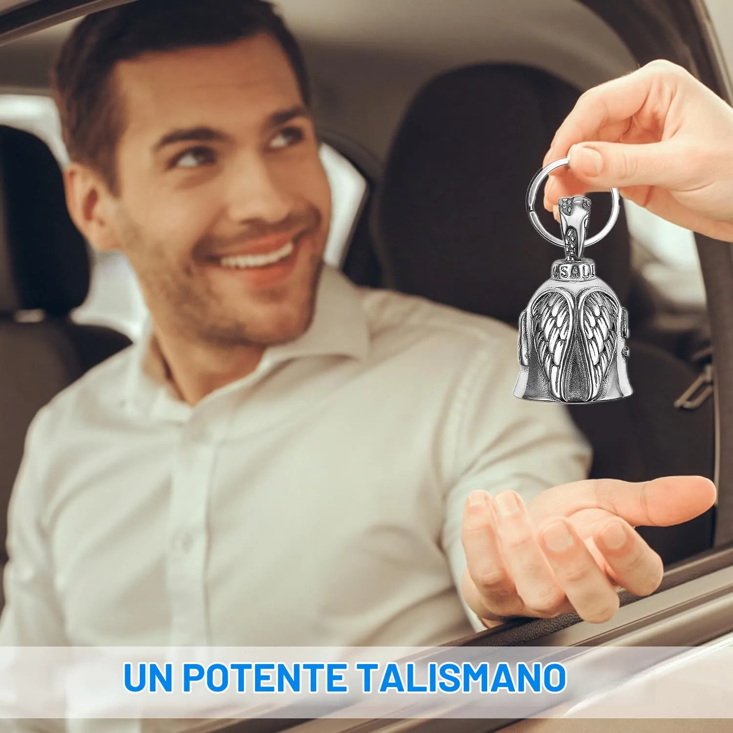 XNZMYN Portachiavi Guardian Bell Campanello da Motociclista, 2 Pezzi, Argento - immagine 7