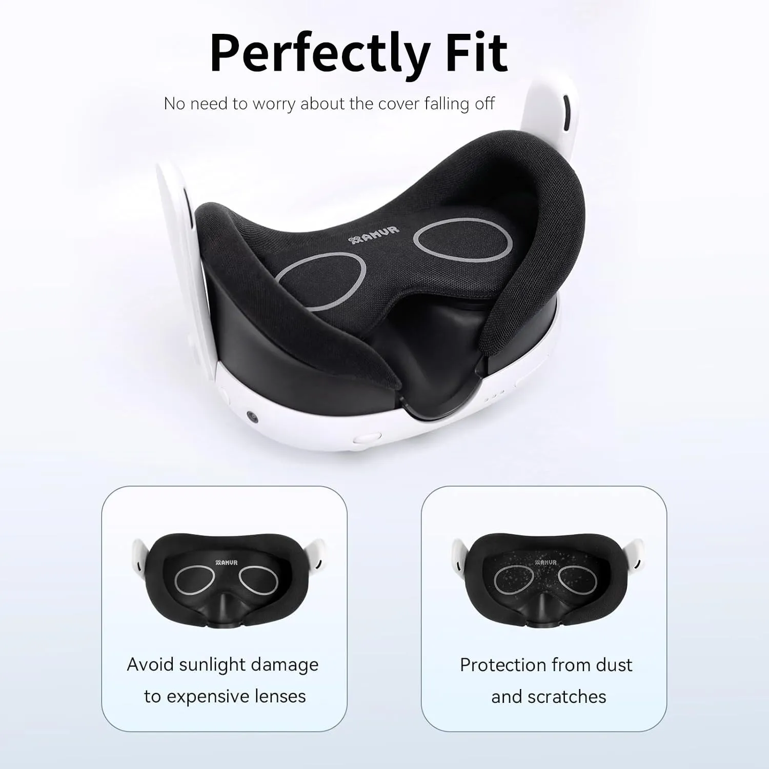 AMVR Lens Protector Set for Meta Quest 3, Silicone Glass Spacer Rings and Lens Cover, White - immagine 6