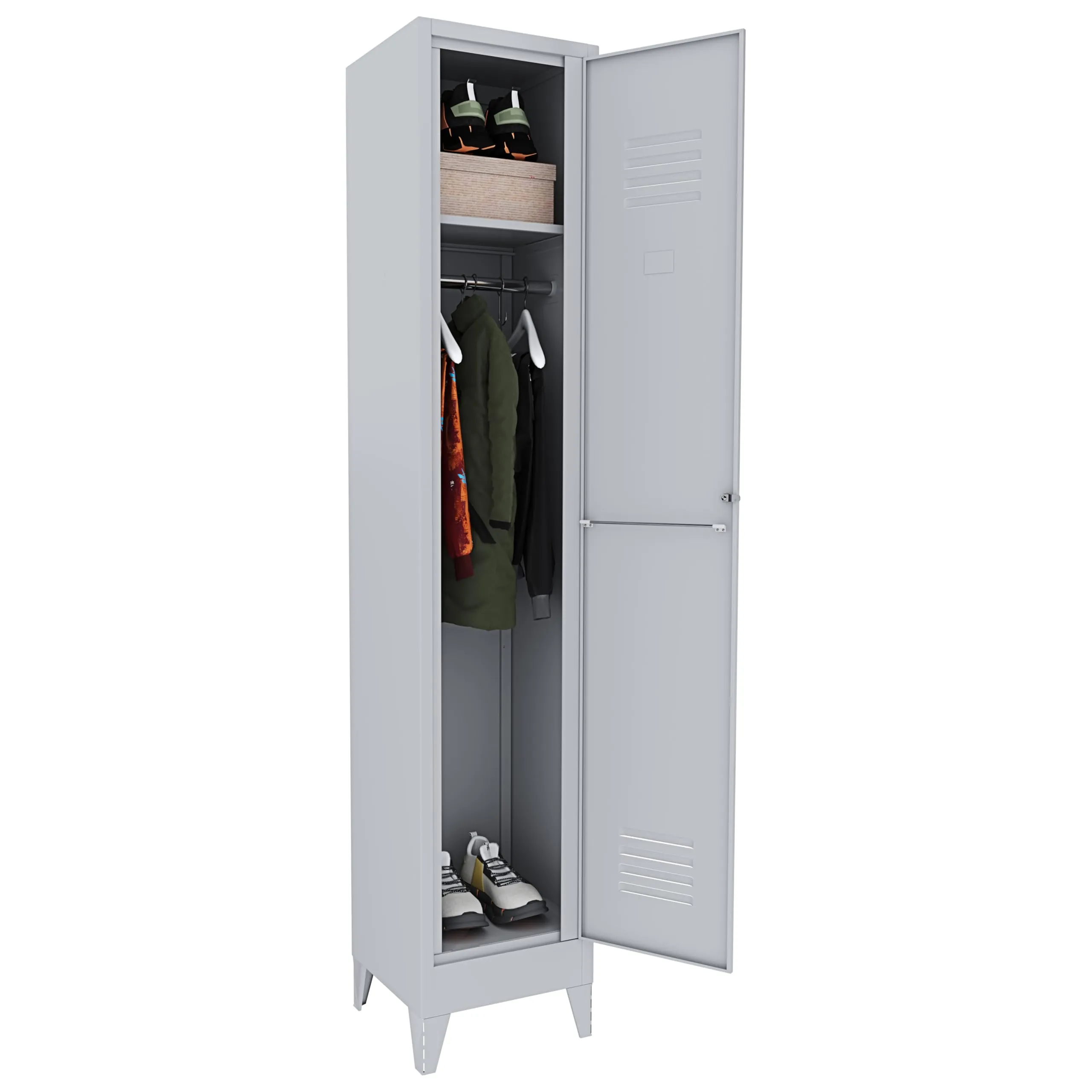 Bricozone Armadietto Spogliatoio in Lamiera di Acciaio, 1 Anta con Chiave, 180 x 34 x 36 cm, Grigio - immagine 1