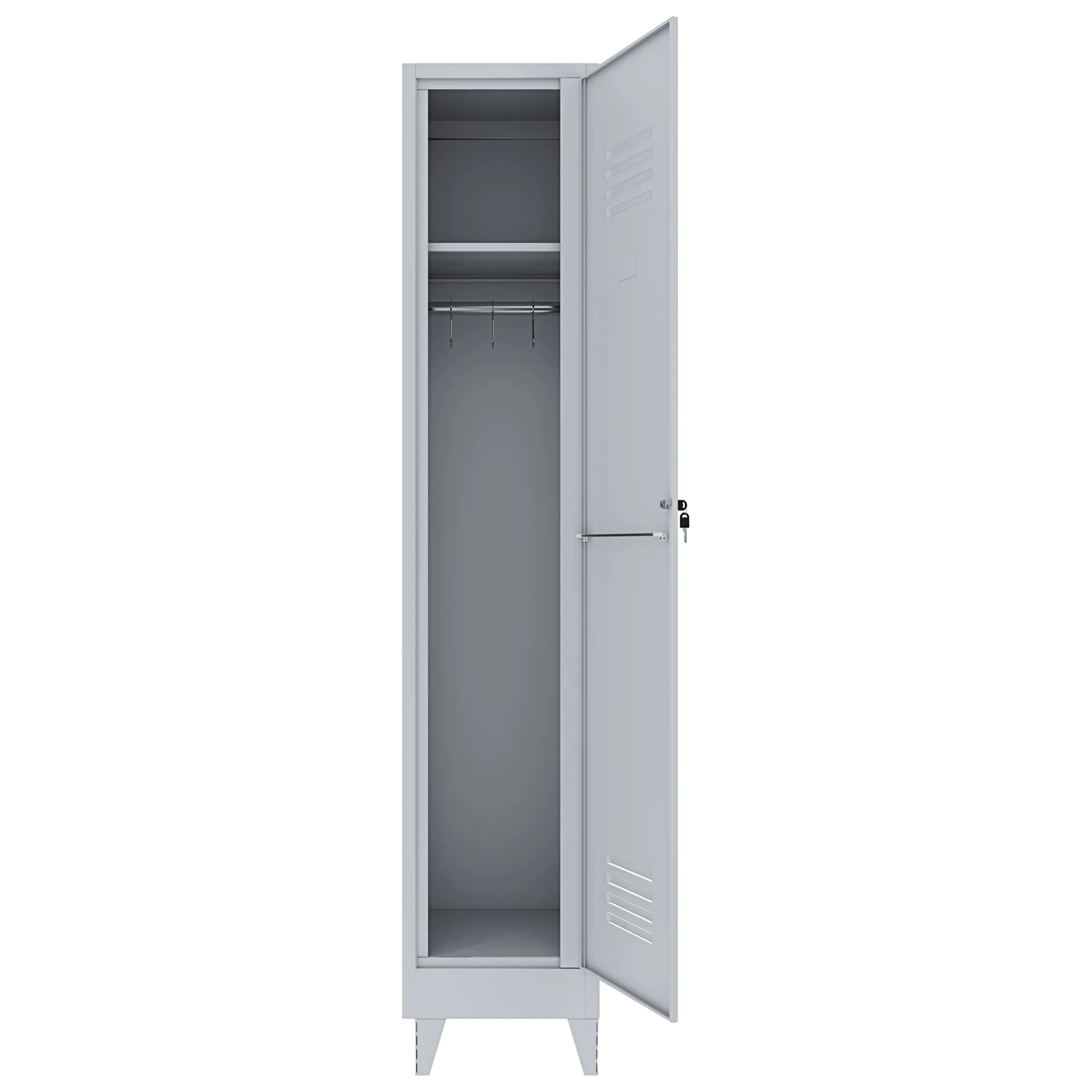 Bricozone Armadietto Spogliatoio in Lamiera di Acciaio, 1 Anta con Chiave, 180 x 34 x 36 cm, Grigio - immagine 6