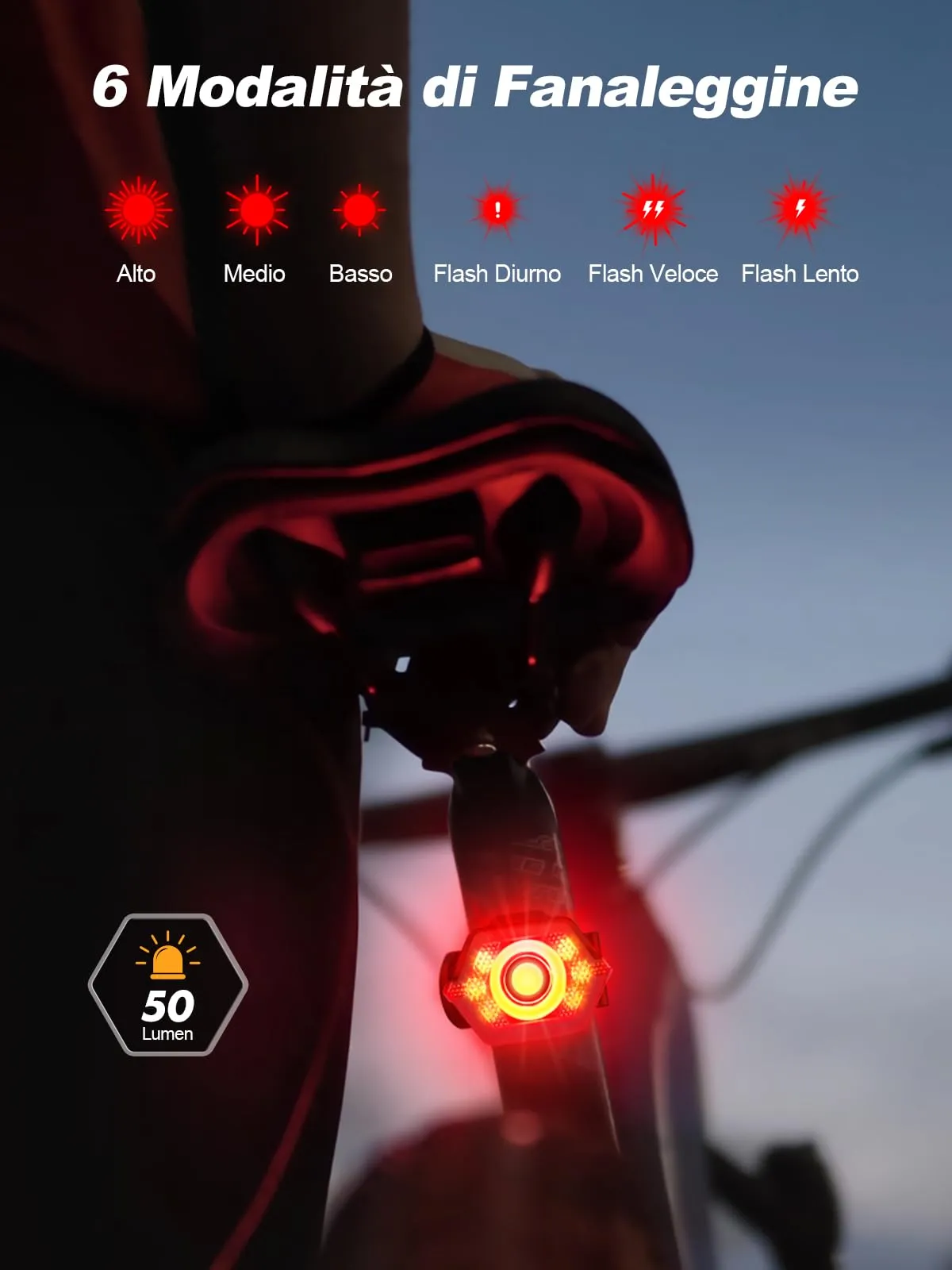 Glangeh Luci Bicicletta LED con Luce Laterale, Nero, Z46 - immagine 4
