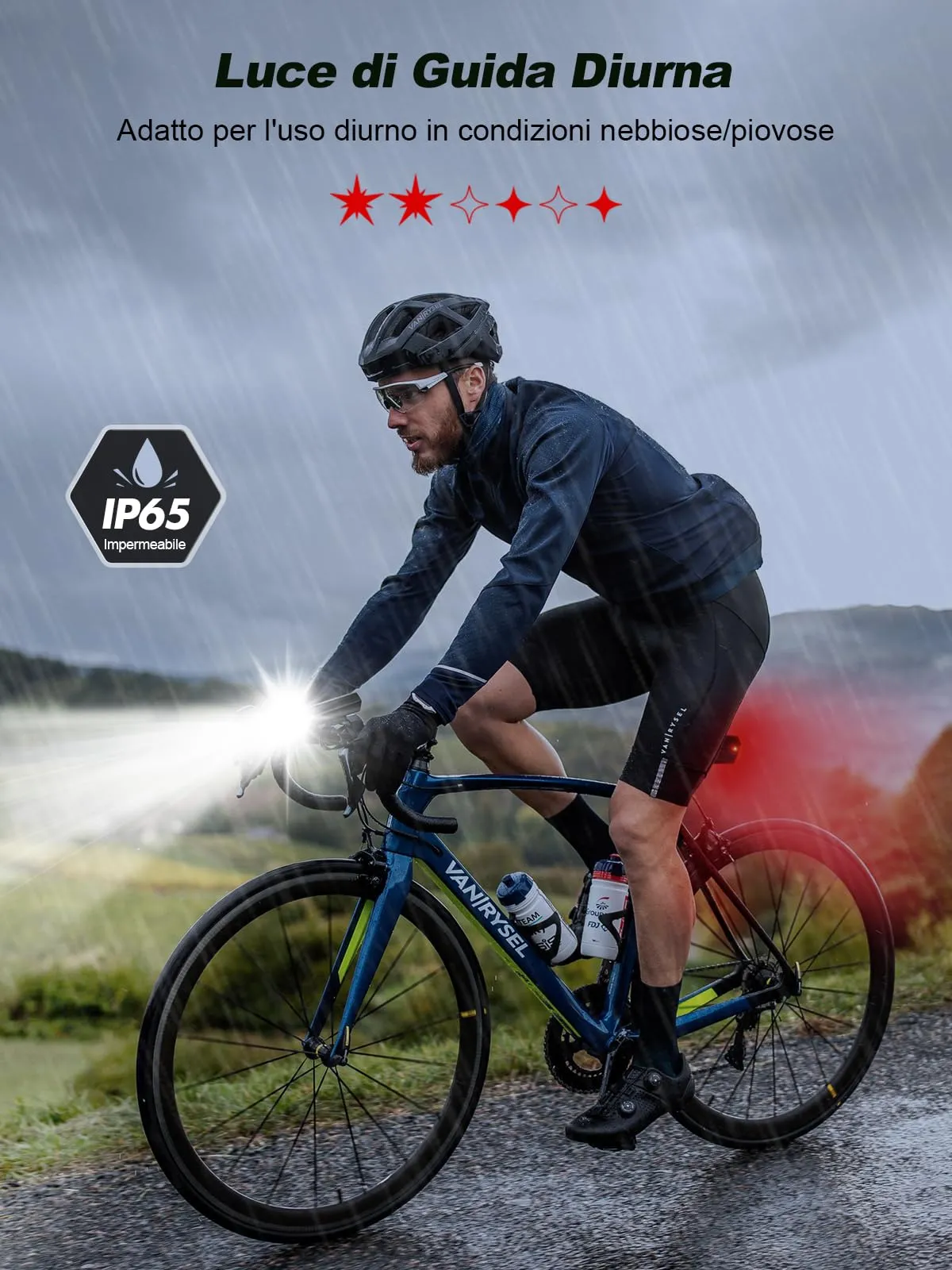 Glangeh Luci Bicicletta LED con Luce Laterale, Nero, Z46 - immagine 5