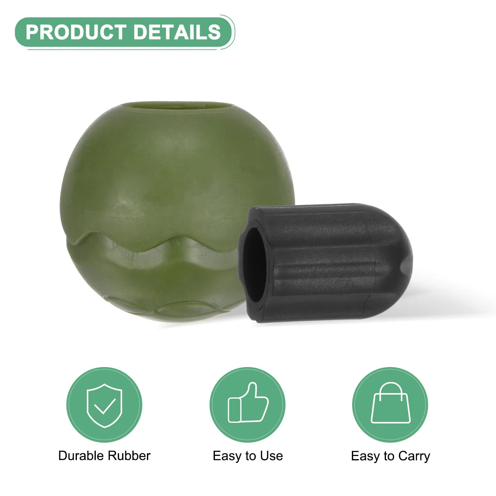 M METERXITY Piedini in Gomma per Sedia da Campeggio 15mm, Verde Giungla - immagine 2
