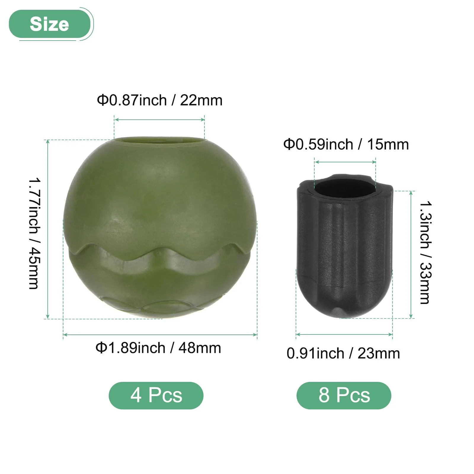 M METERXITY Piedini in Gomma per Sedia da Campeggio 15mm, Verde Giungla - immagine 3