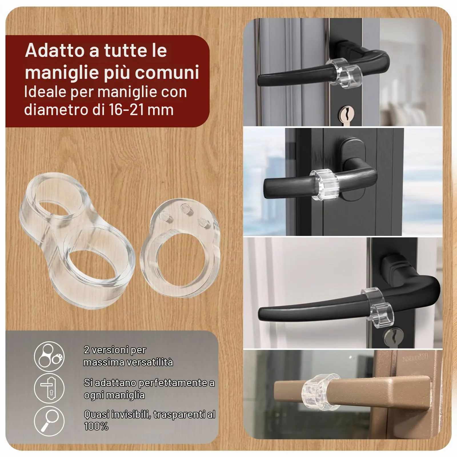 CNMTCCO Set di 12 Fermaporta Trasparenti per Maniglie, 6 a Forma di Cerchio e 6 a Forma di 8 - immagine 2
