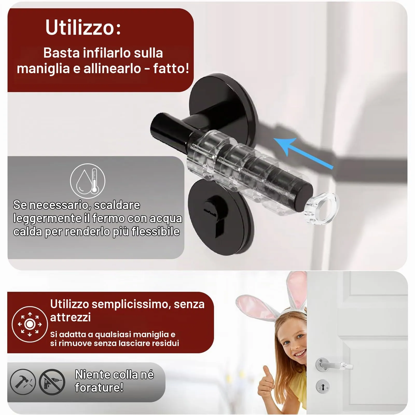 CNMTCCO Set di 12 Fermaporta Trasparenti per Maniglie, 6 a Forma di Cerchio e 6 a Forma di 8 - immagine 3