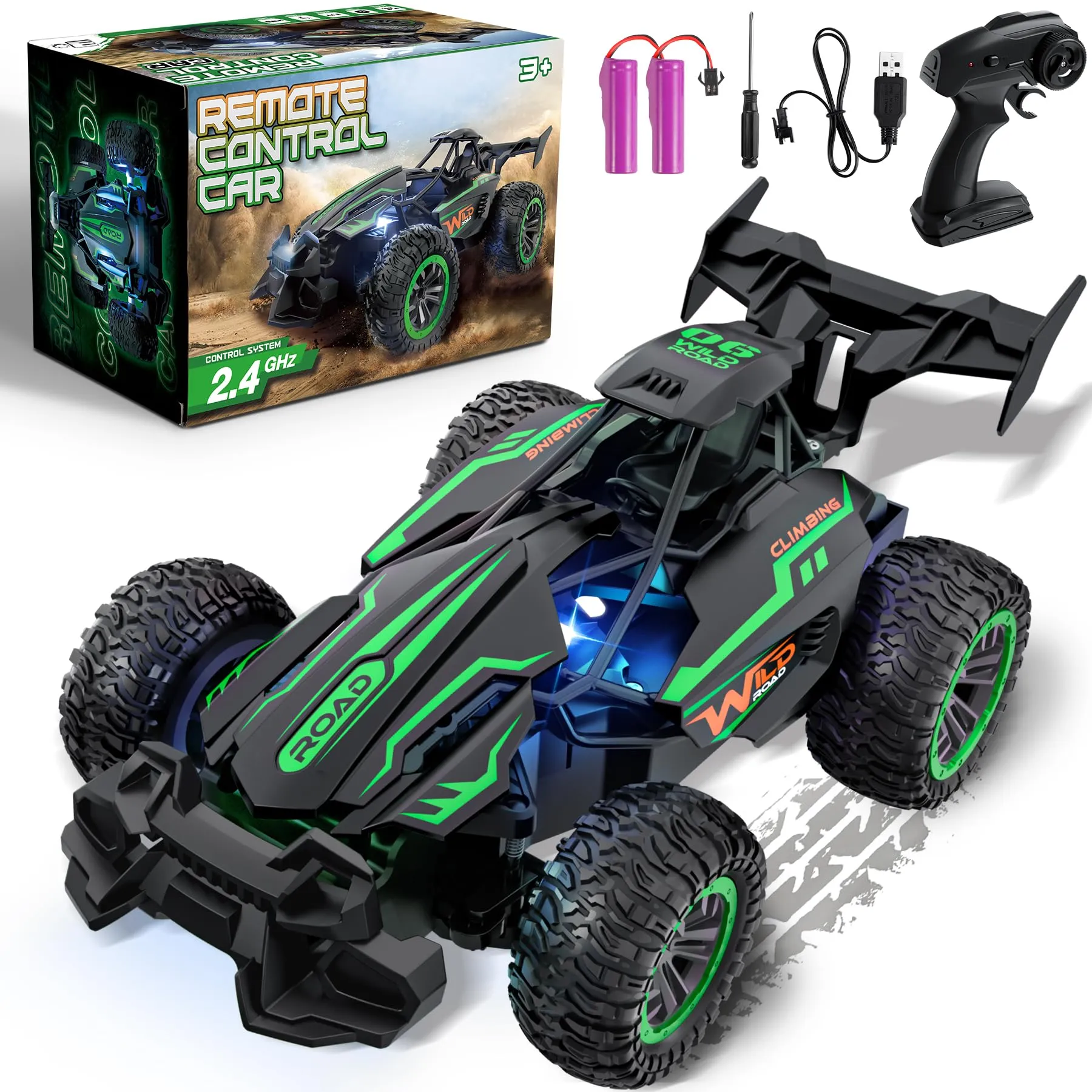 Perbabe Macchina Radiocomandata 2.4GHz Alta Velocità 20km/h, Verde - immagine 1