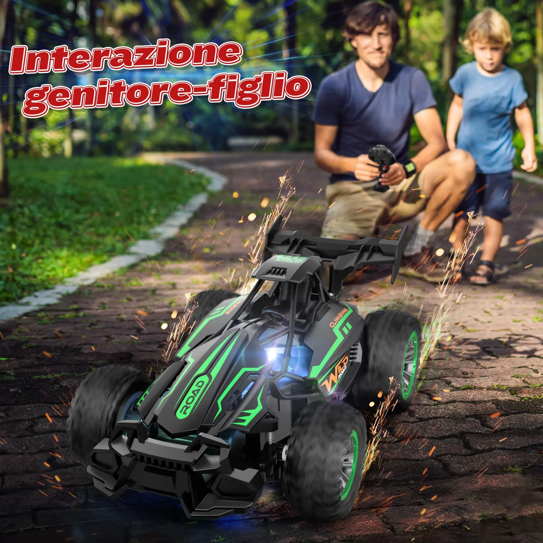 Perbabe Macchina Radiocomandata 2.4GHz Alta Velocità 20km/h, Verde - immagine 5