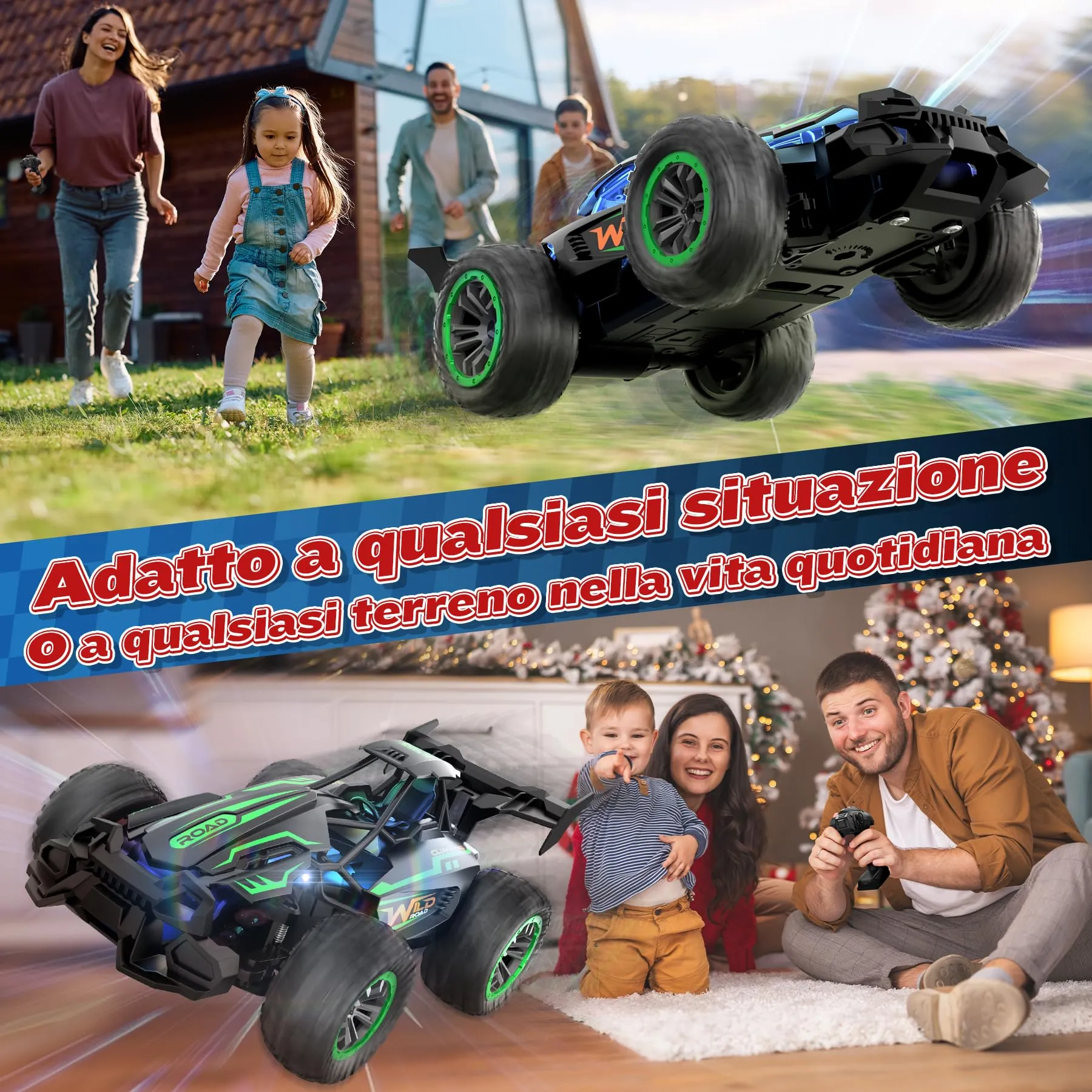 Perbabe Macchina Radiocomandata 2.4GHz Alta Velocità 20km/h, Verde - immagine 6