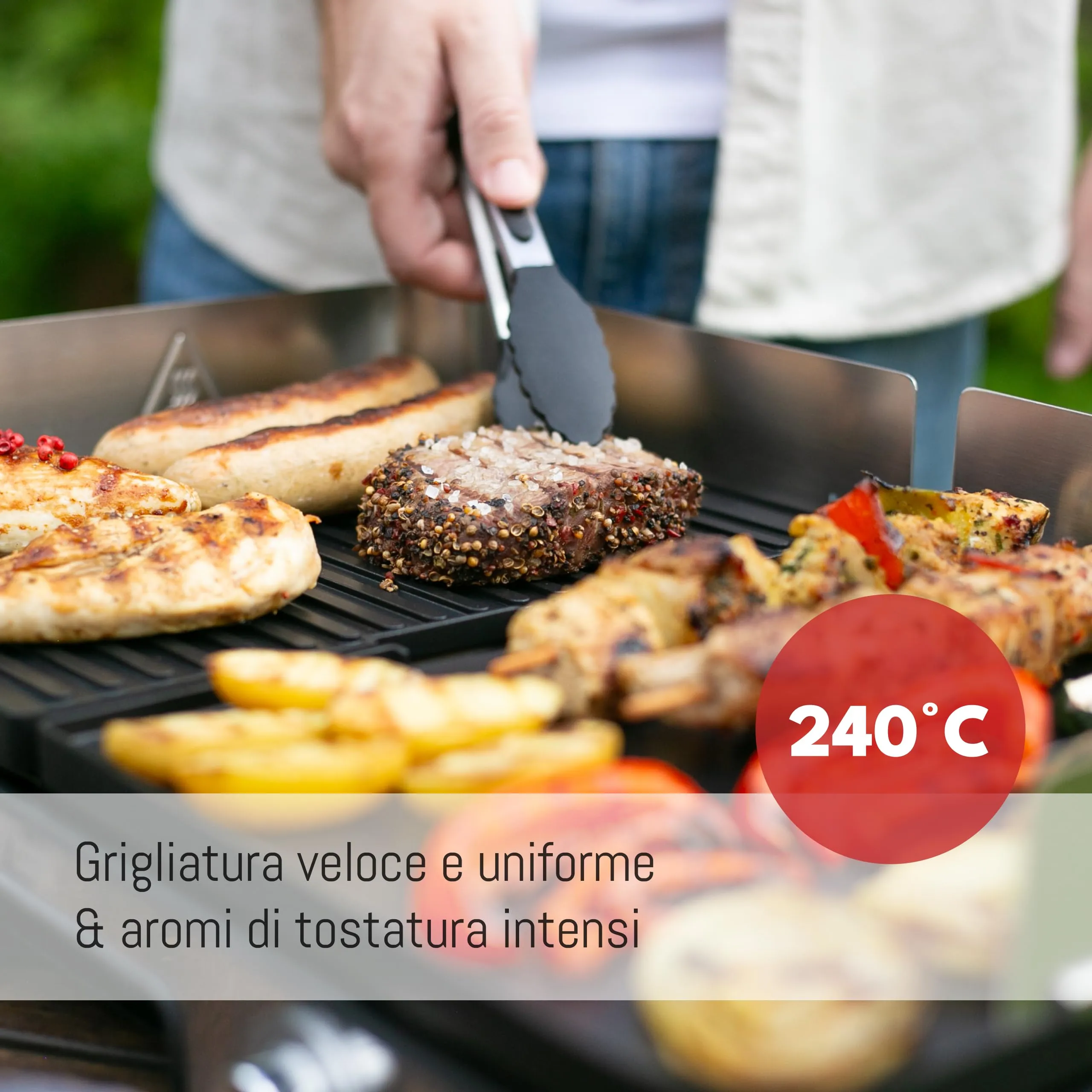 LEBENLANG Griglia Elettrica XXL 2400W LBL8586 con Pinze per Barbecue - immagine 5