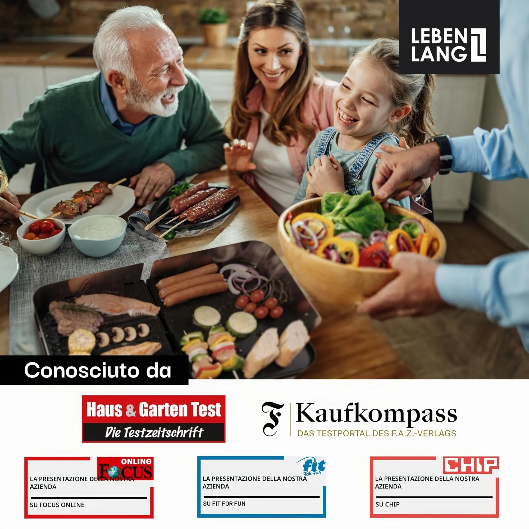 LEBENLANG Griglia Elettrica XXL 2400W LBL8586 con Pinze per Barbecue - immagine 7