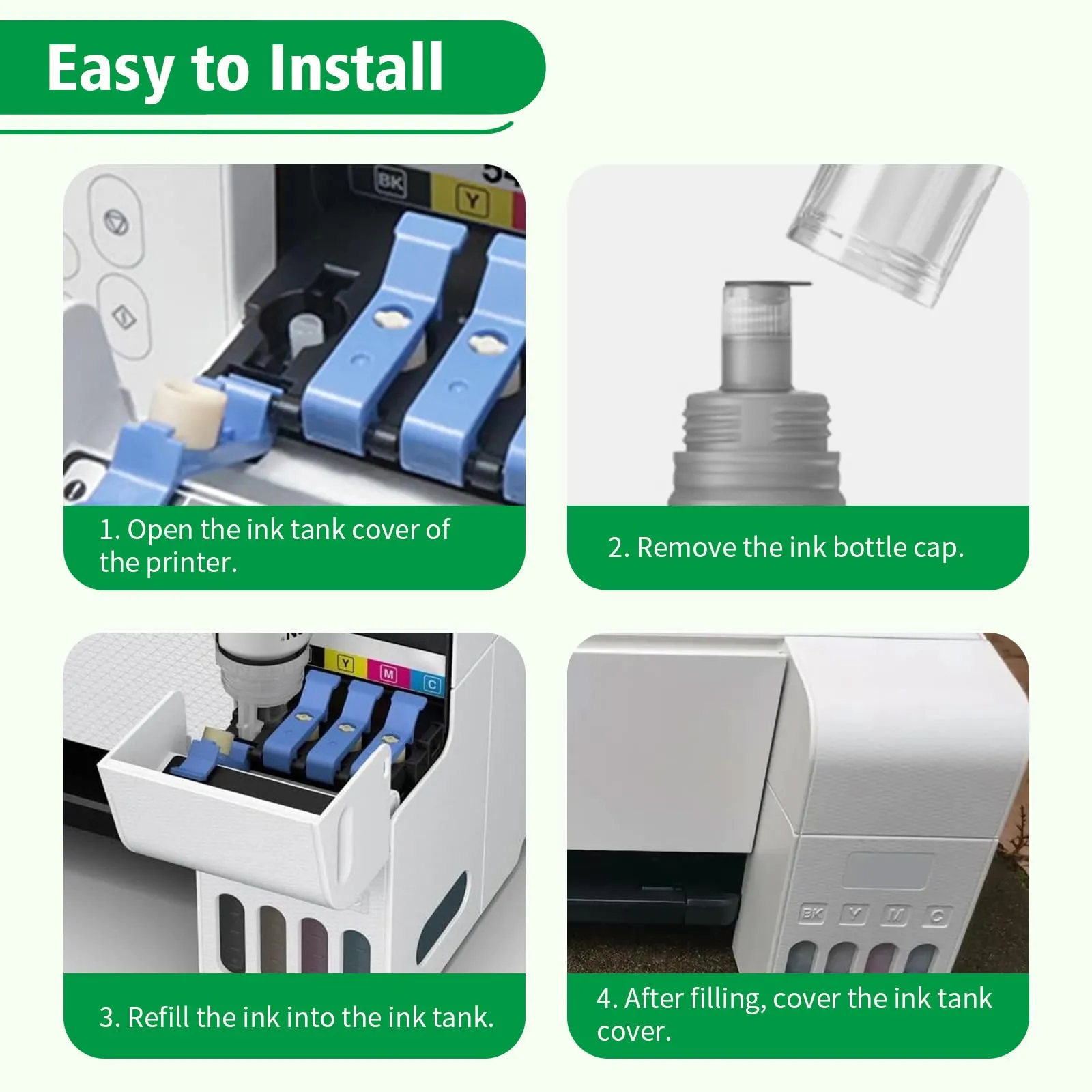 FANSHENG 102 Inchiostro Compatibile con Epson Ecotank ET-2750 ET-4750 ET-4850 ET-3850 ET-2756 ET-2751 ET-2850 ET-2856 ET-3700 ET-3750 ET-4856 ET-15000 (4 Pack BK/C/M/Y) - immagine 5