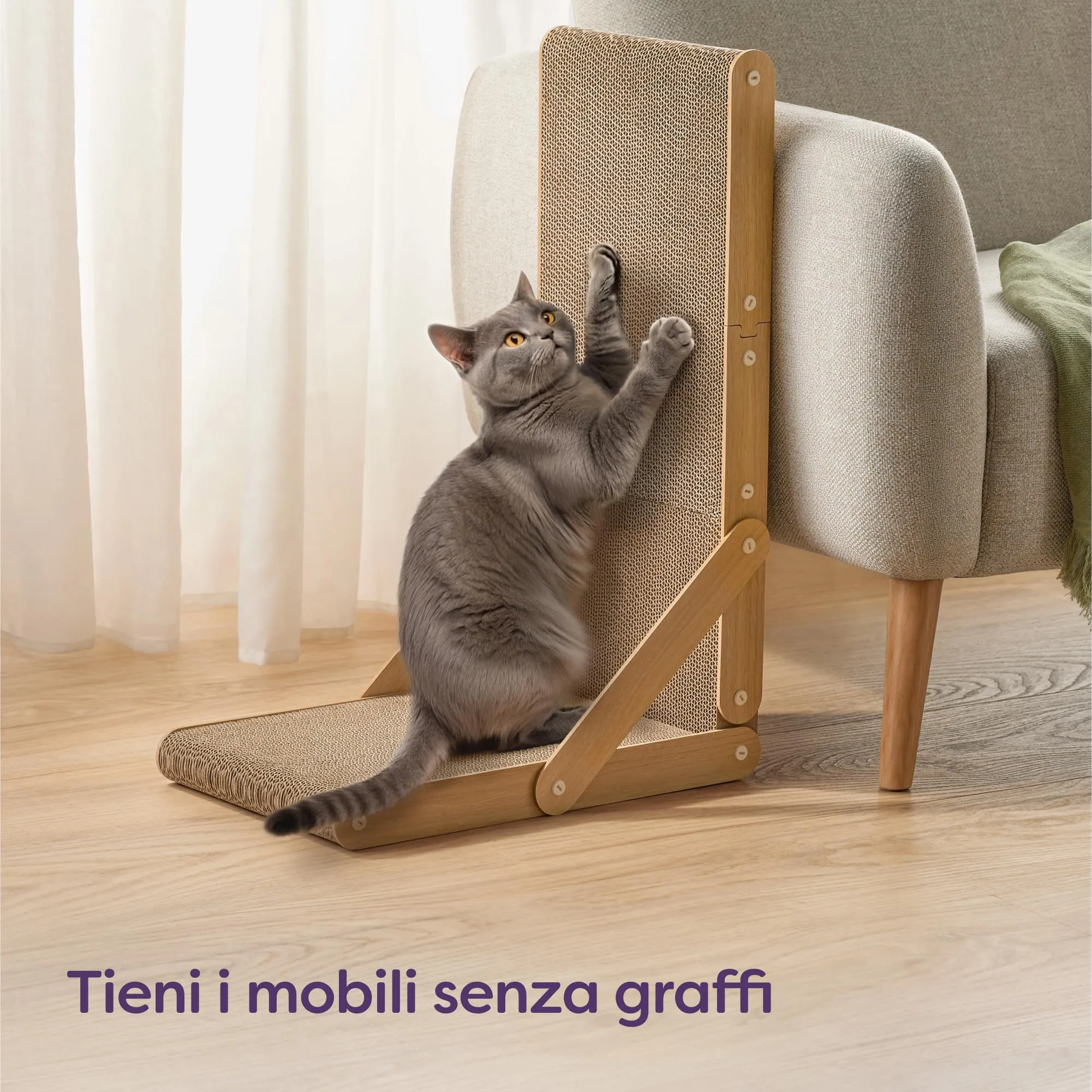 Knupis Tiragraffi per Gatti in Cartone, 68 cm, Marrone - immagine 2
