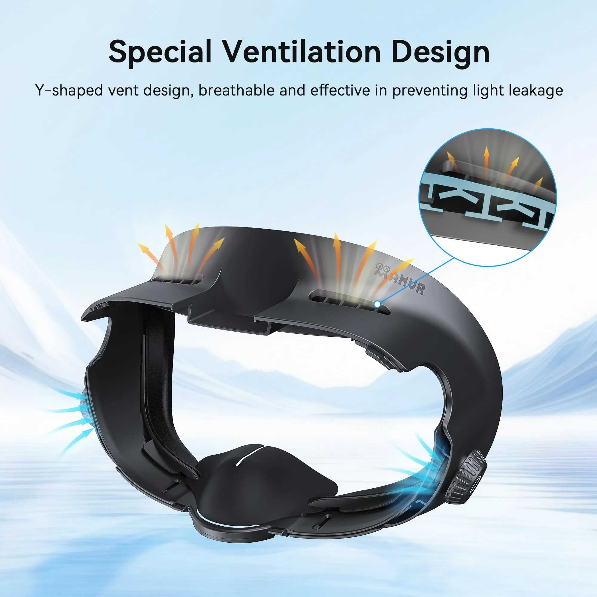 AMVR Upgraded Comfort Face Cover Pad per Meta Quest 3 con manopola regolabile, cuscino in PU e cotone Ice Silk - immagine 4