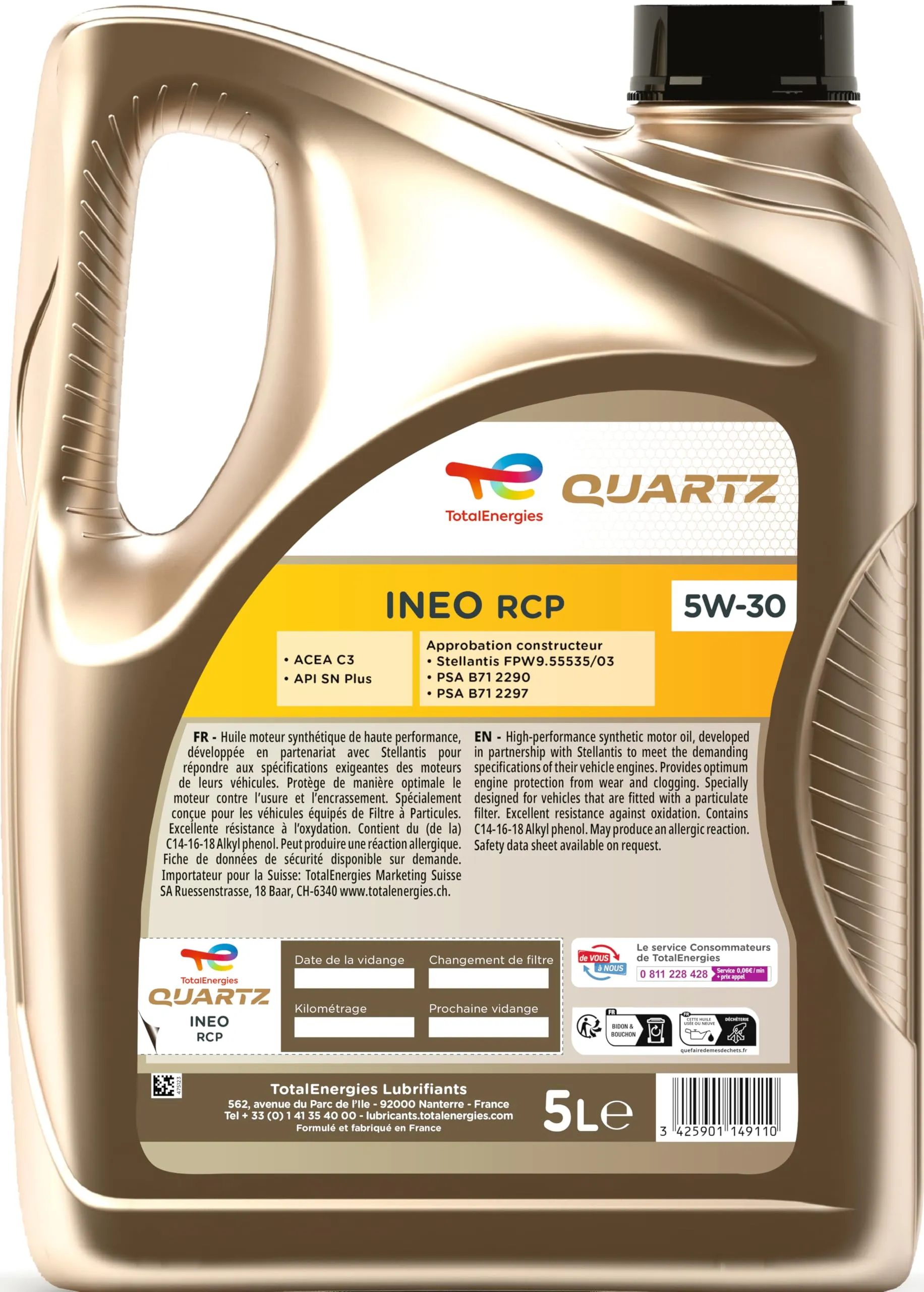 TotalEnergies Quartz Ineo RCP 5W30 5L - immagine 2
