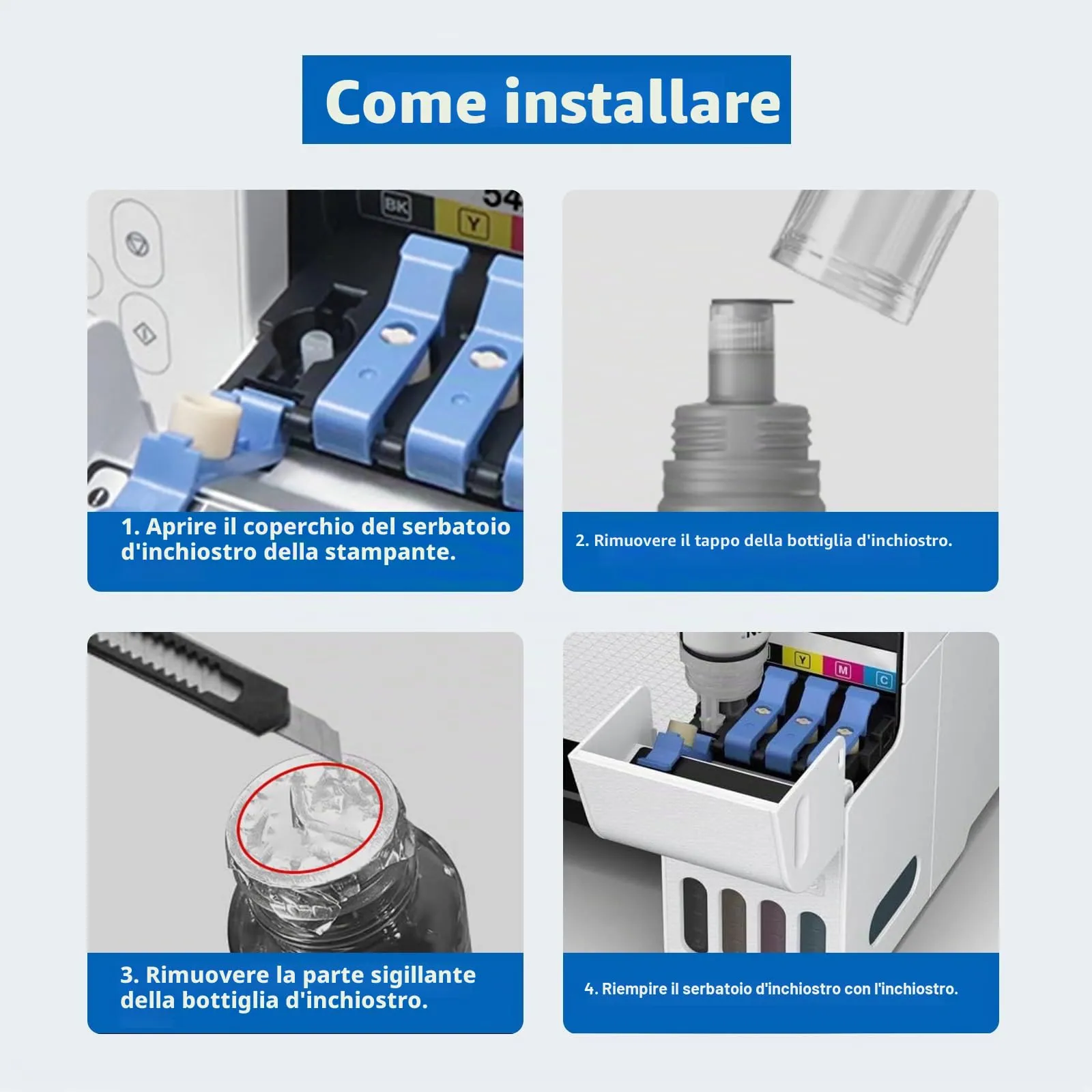 ASEKER 102 Inchiostro Compatibile per Epson EcoTank ET-2750 ET-2756 ET-2850 (BK C M Y) - immagine 5