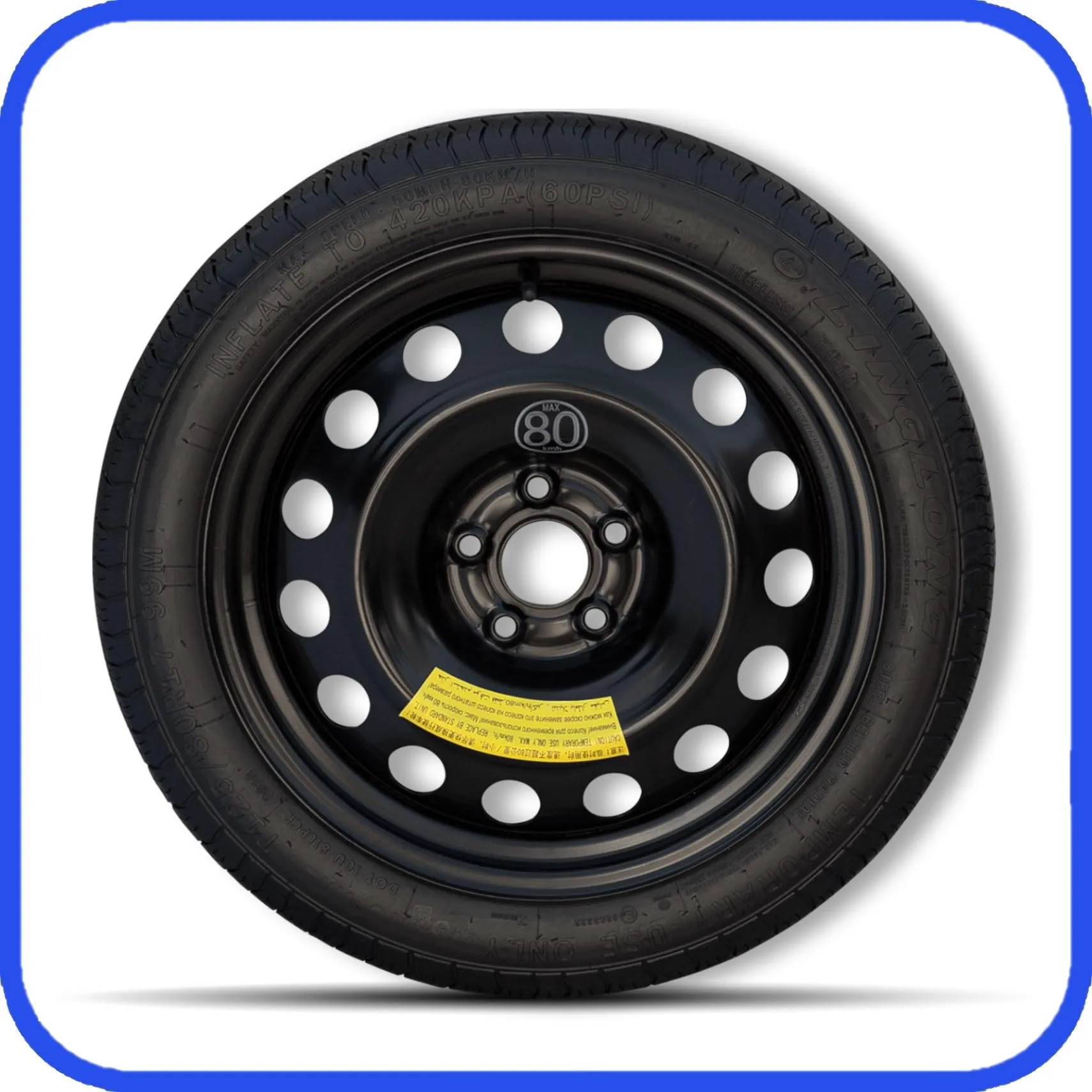 Ruotino di Scorta compatibile con Jeep Renegade (BU) 5 Fori 125/80 R17 (2014-2025) con Kit Accessori Cric, Chiave e Sacca - immagine 4