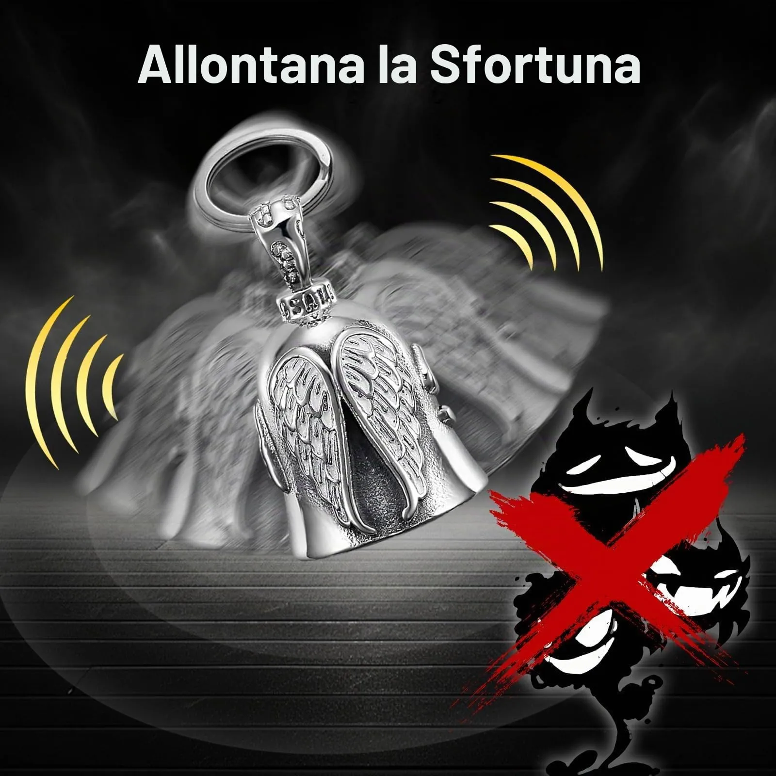 XNZMYN Portachiavi Guardian Bell Campanella Moto Rosso e Nero - immagine 3