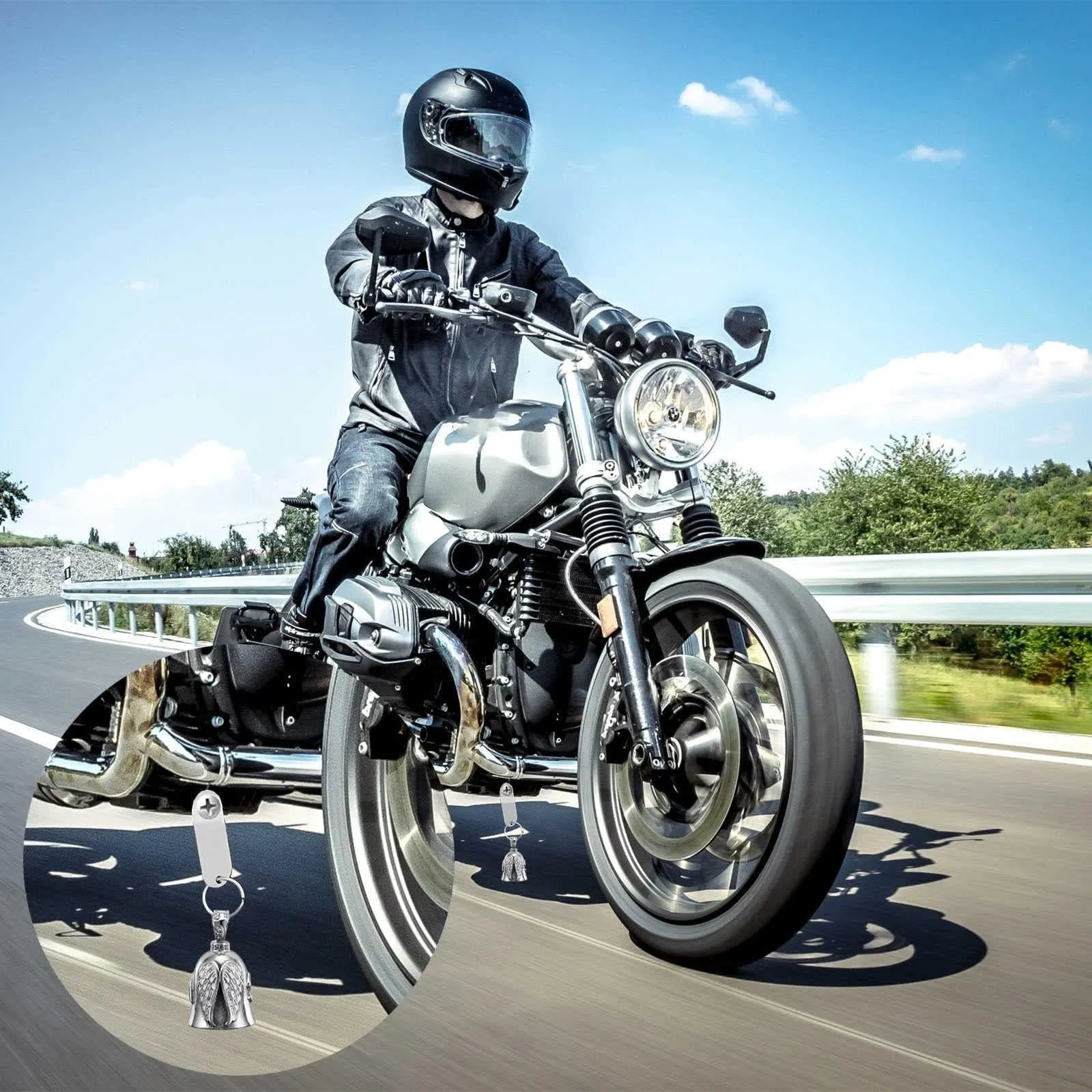 XNZMYN Portachiavi Guardian Bell Campanella Moto Rosso e Nero - immagine 4