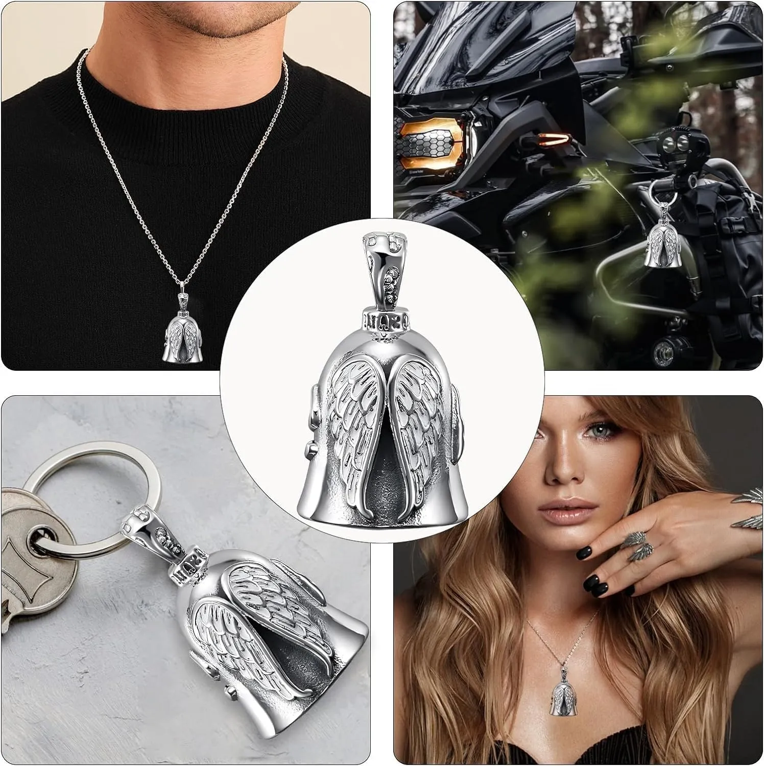 XNZMYN Portachiavi Guardian Bell Campanella Moto Rosso e Nero - immagine 7
