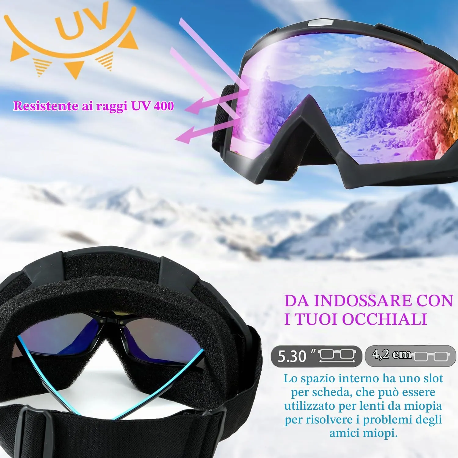 HO-SFSM Maschere da Sci e Occhiali da Moto, Trasparente, Taglia Unica - immagine 4