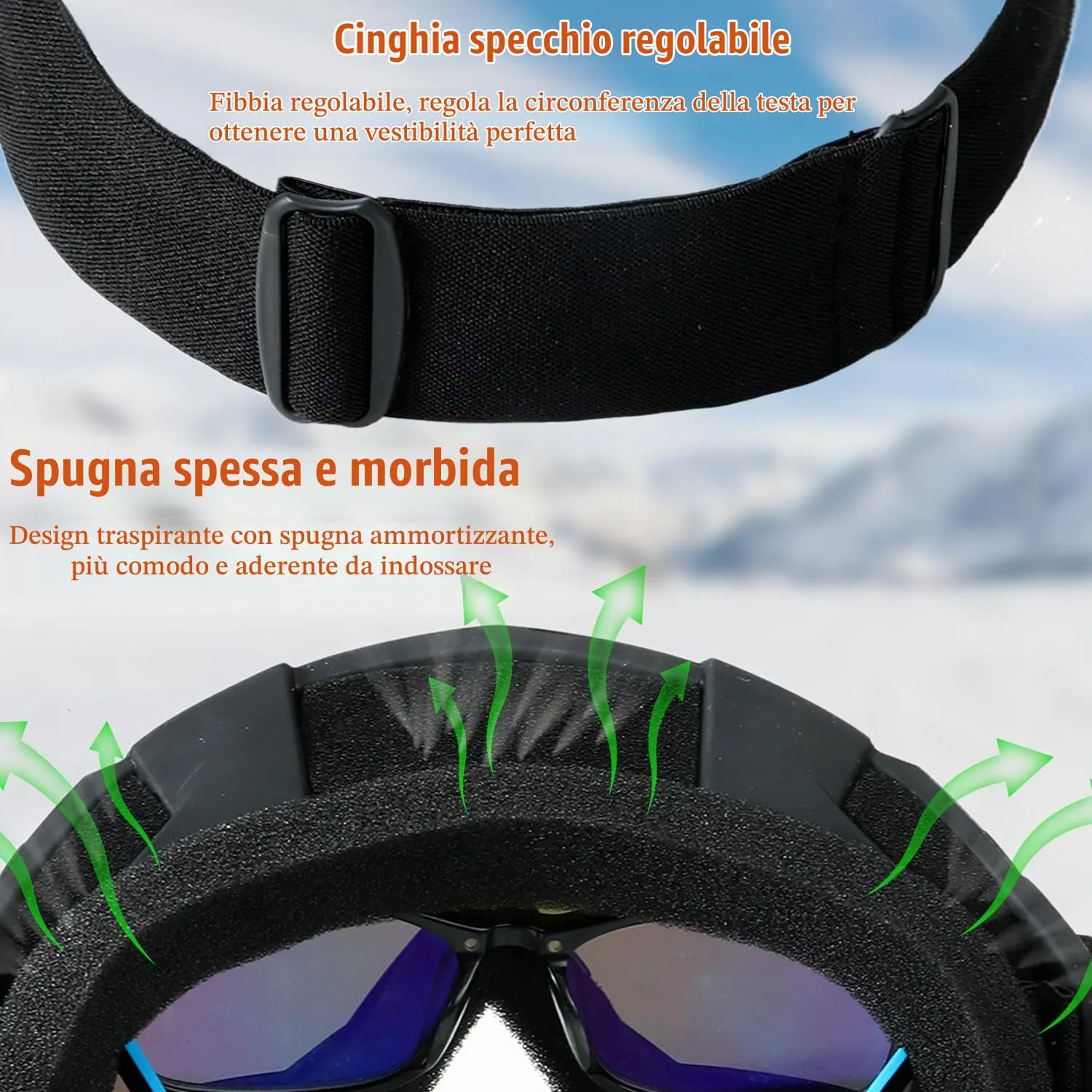 HO-SFSM Maschere da Sci e Occhiali da Moto, Trasparente, Taglia Unica - immagine 5