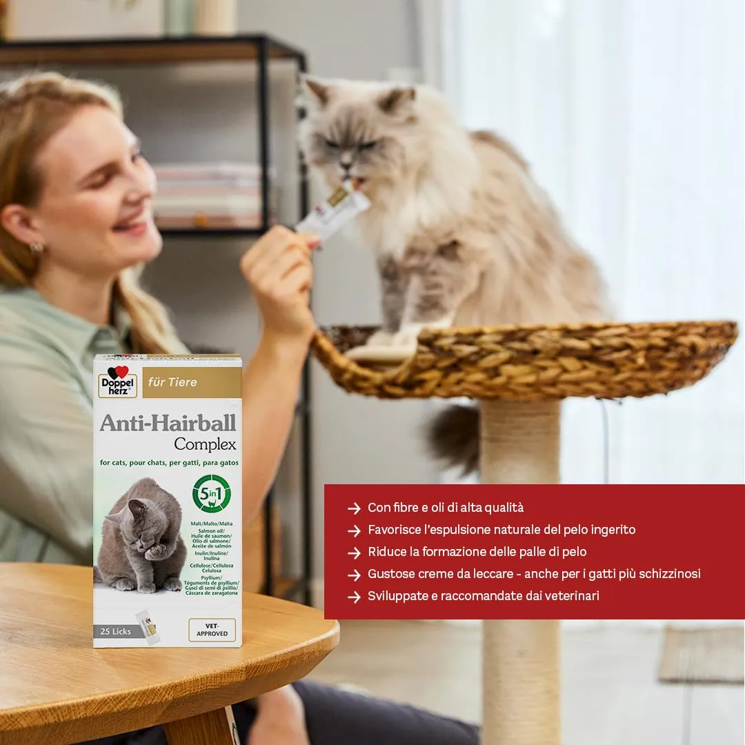 Doppelherz Complesso Anti Hairball per gatti, 25 snack cremosi - immagine 4