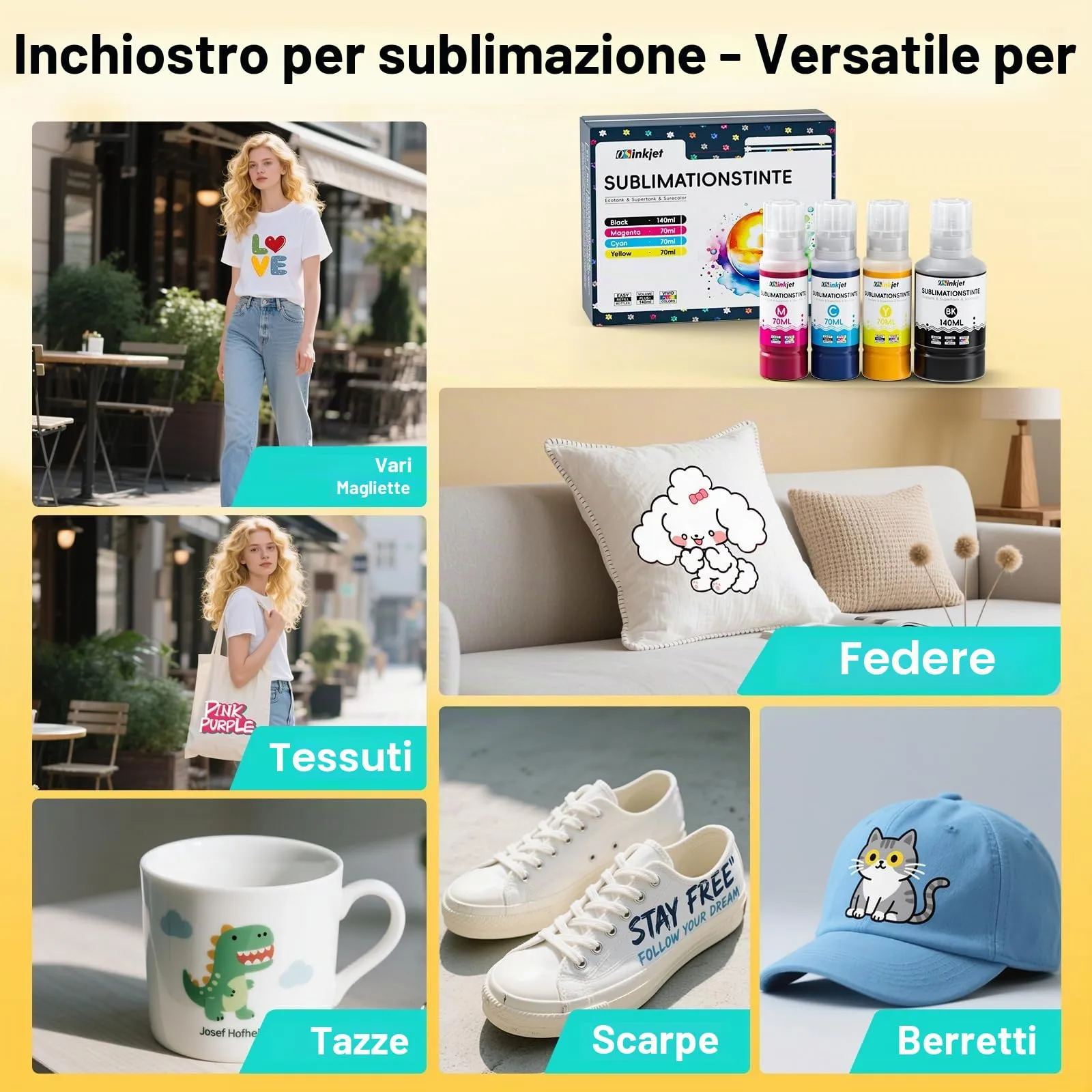 Osinkjet Inchiostro a sublimazione per Epson EcoTank ET-2876 ET-1810 ET-2826 ET-2861 ET-2870 ET-2871 ET-2865 ET-15000 ET-2810 ET-2856 - immagine 5