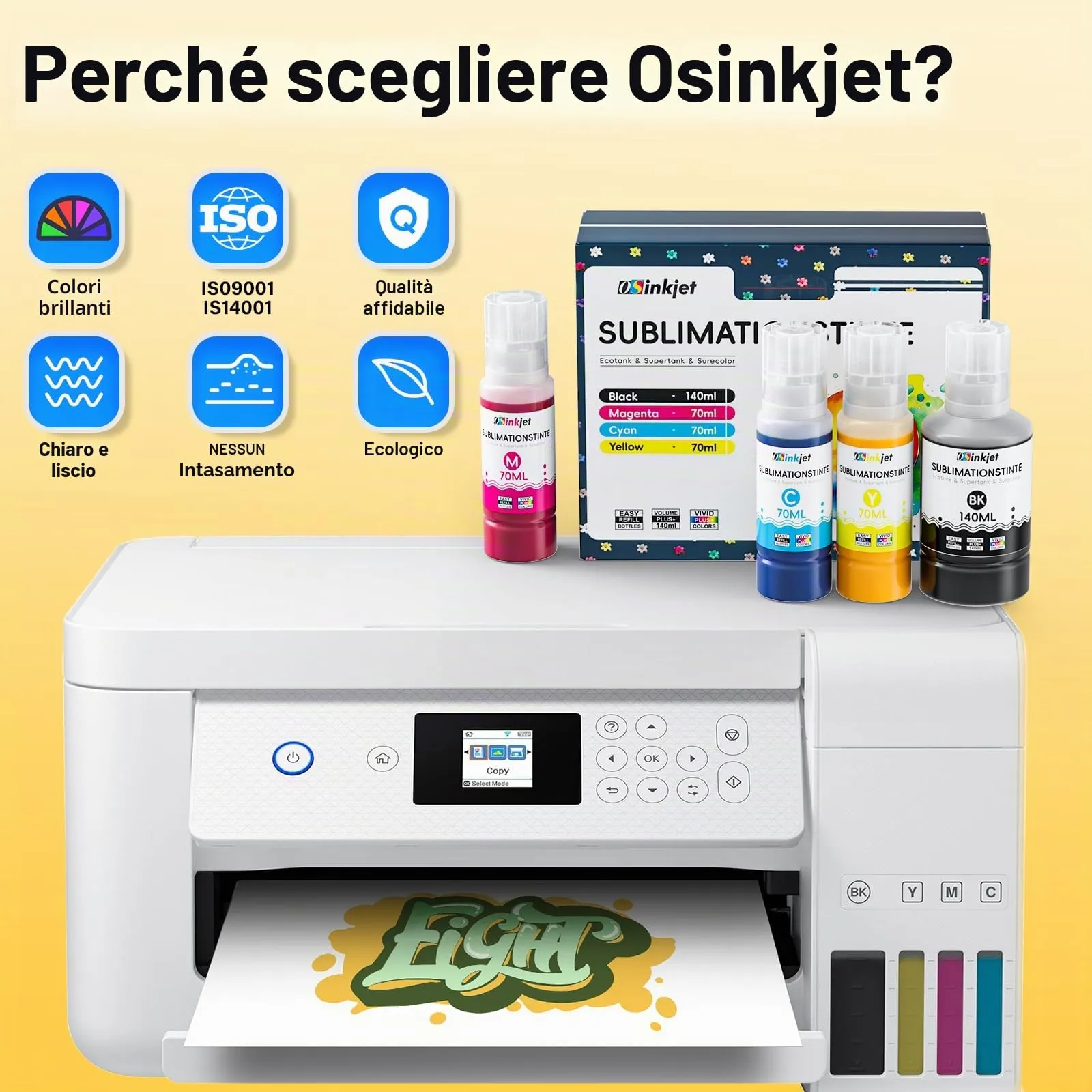 Osinkjet Inchiostro a sublimazione per Epson EcoTank ET-2876 ET-1810 ET-2826 ET-2861 ET-2870 ET-2871 ET-2865 ET-15000 ET-2810 ET-2856 - immagine 6