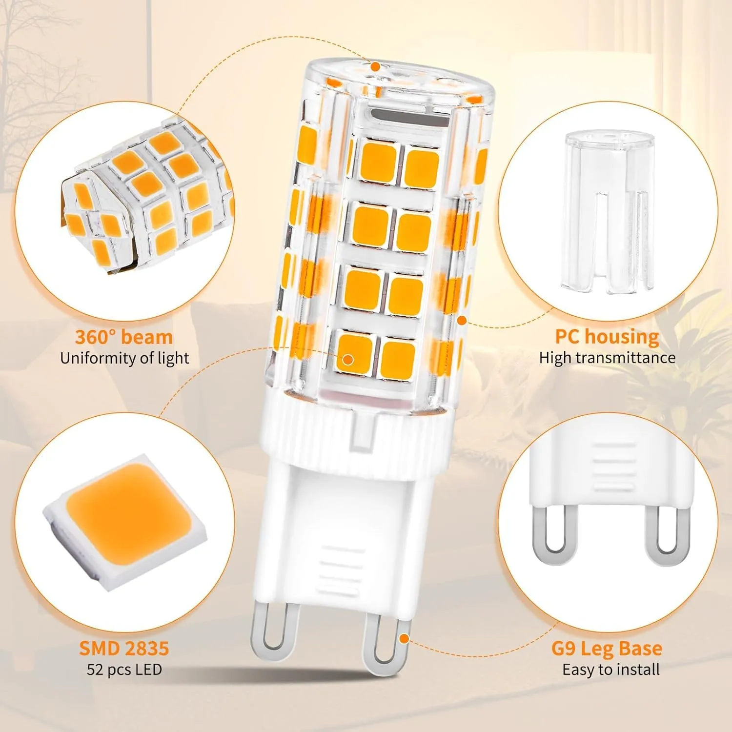 YIIFELL Lampadine LED G9, 8 Pezzi, 5W 3000K Bianca Calda, 500Lm, 220-240V, Non Dimmerabile - immagine 4