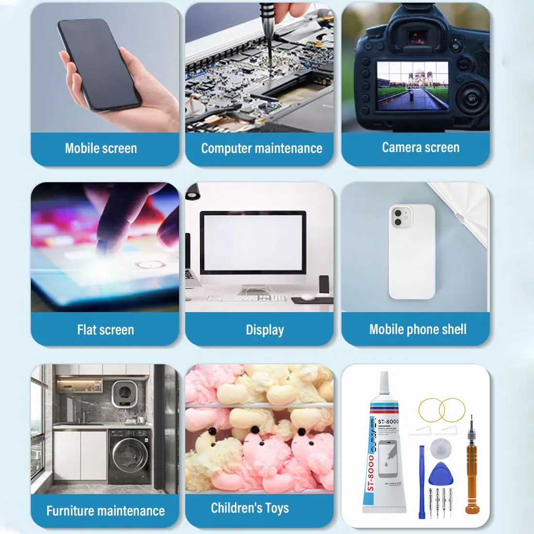 RAXLUPO Adesivo per Display Cellulare con Strumenti di Riparazione - immagine 6