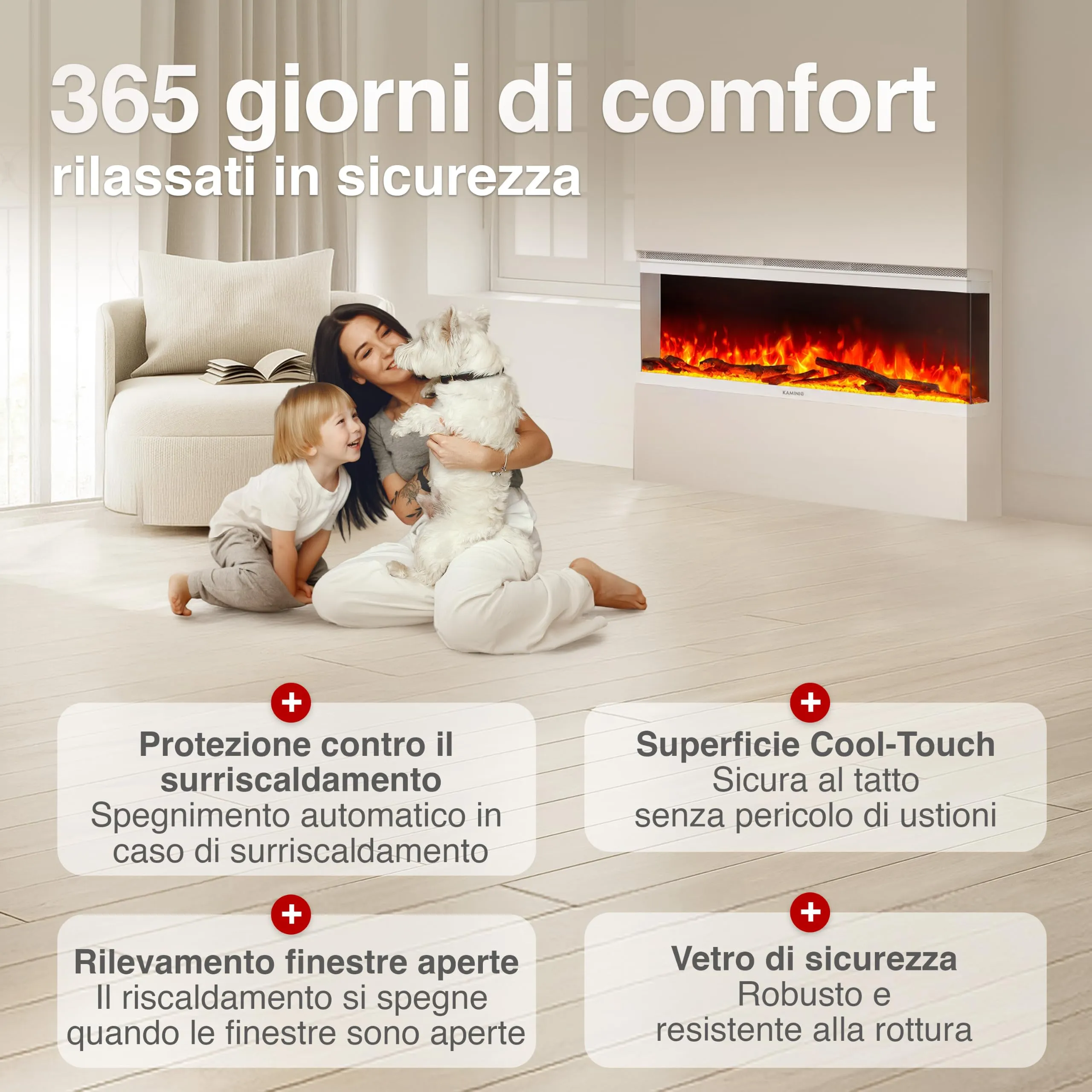 KAMINIO Lea PRO 50 Camino Elettrico 50 Pollici, Bianco - immagine 5