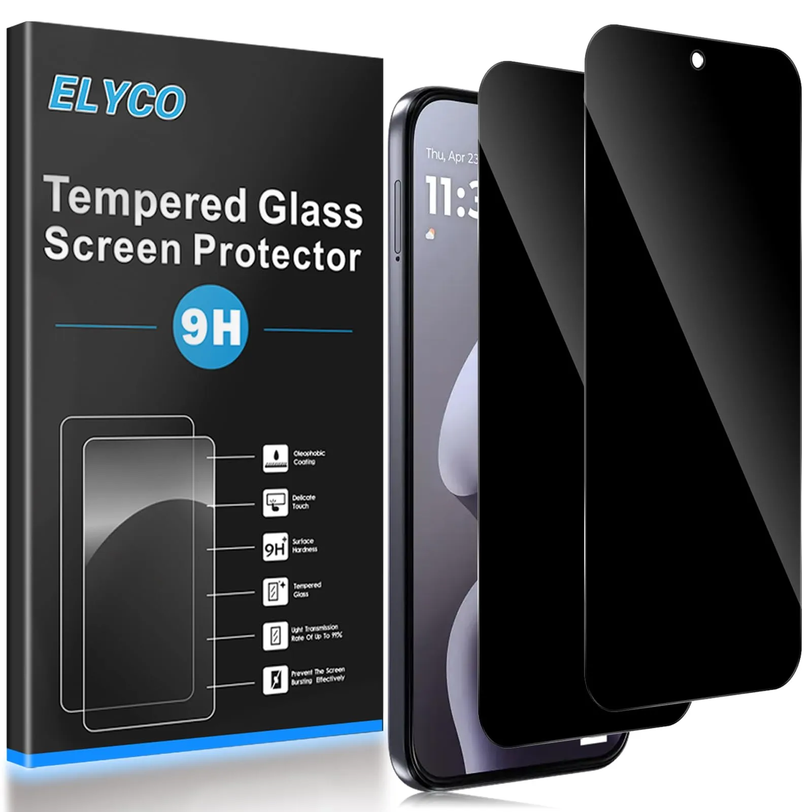 ELYCO Vetro Temperato Privacy per Motorola Moto G67/G77 5G, 2 Pezzi, Nero - immagine 1