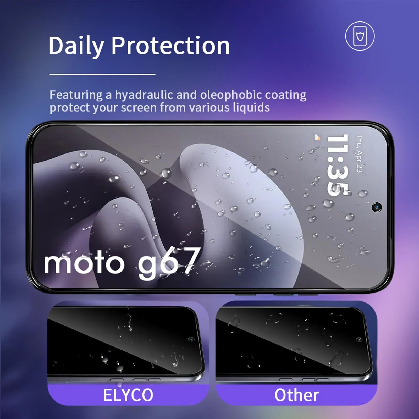 ELYCO Vetro Temperato Privacy per Motorola Moto G67/G77 5G, 2 Pezzi, Nero - immagine 4