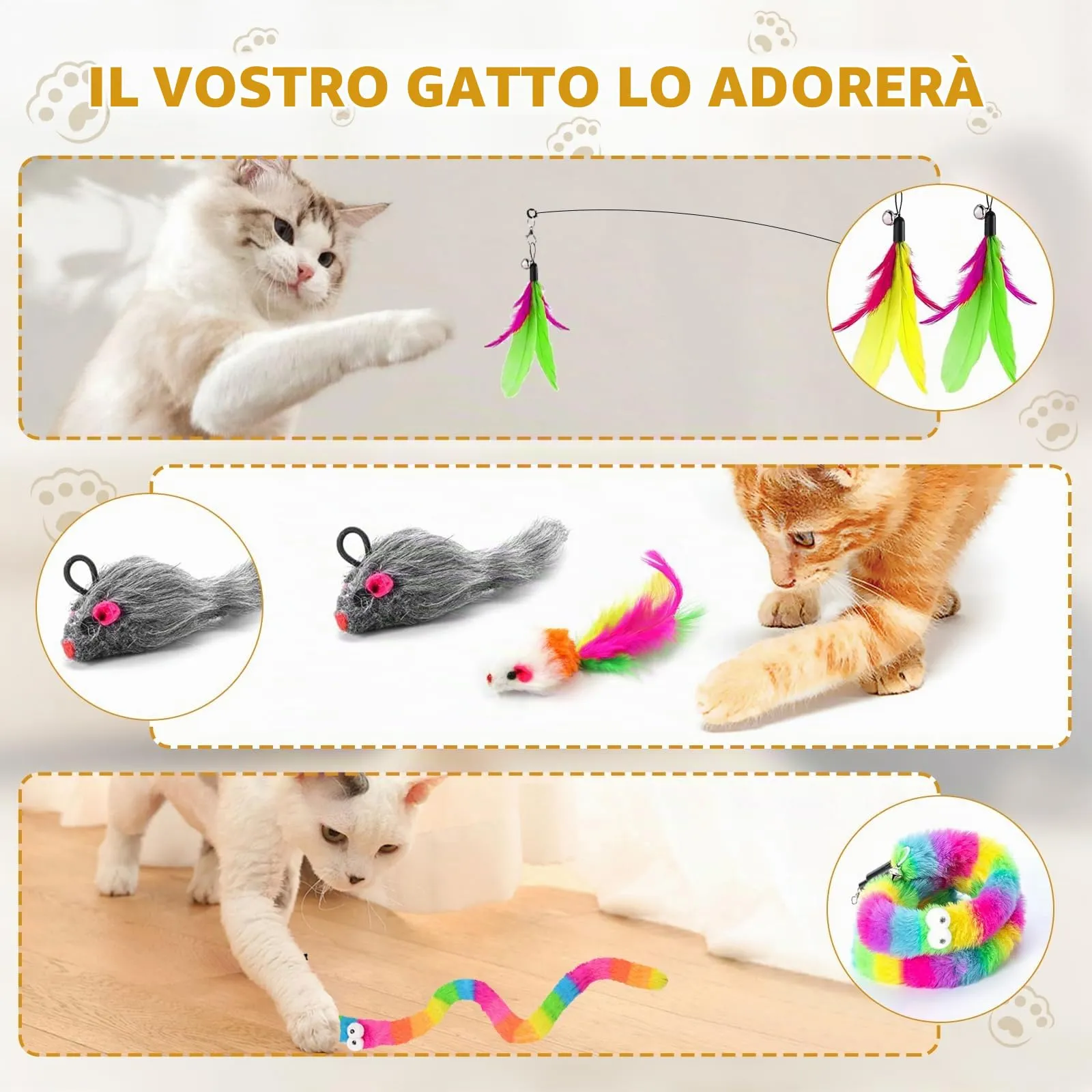 Teuaplo Gioco per Gatto Interattivo con Piume e Ventosa, Nero - immagine 4